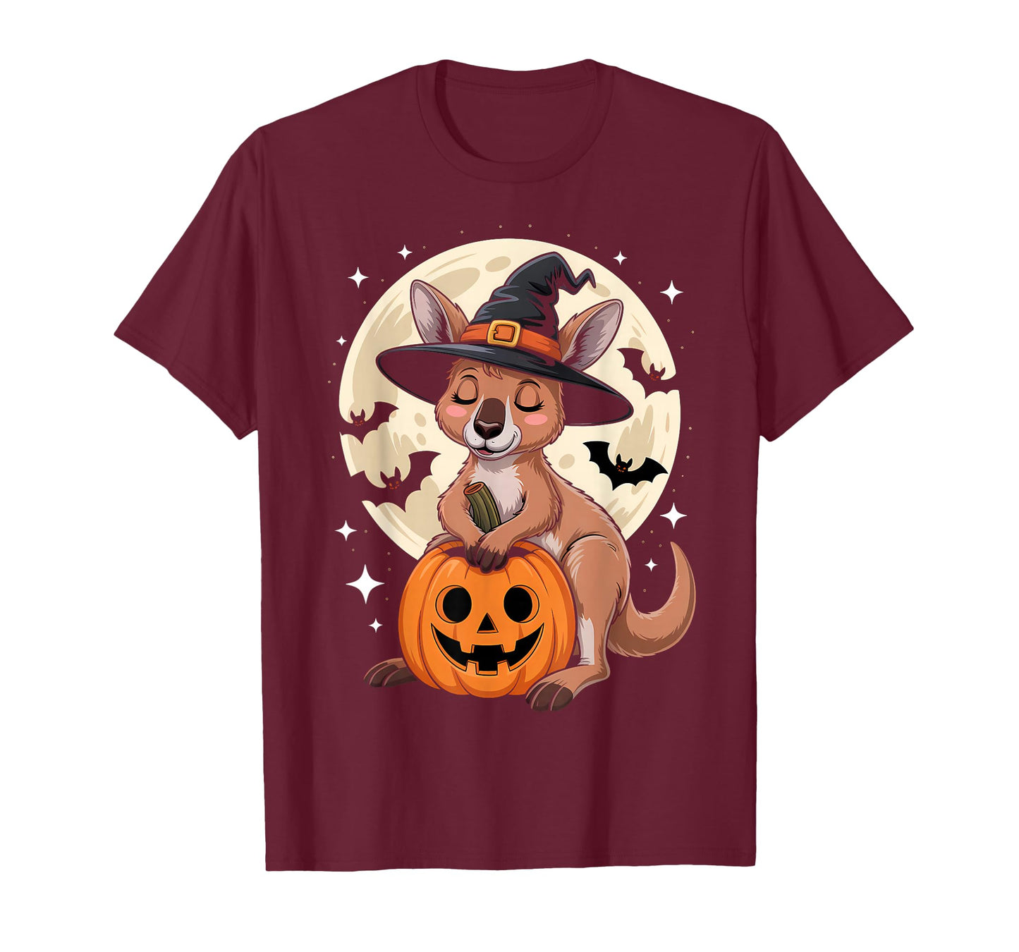 Halloween Kangaroo Witch Hat Pumpkin Spooky T-Shirt