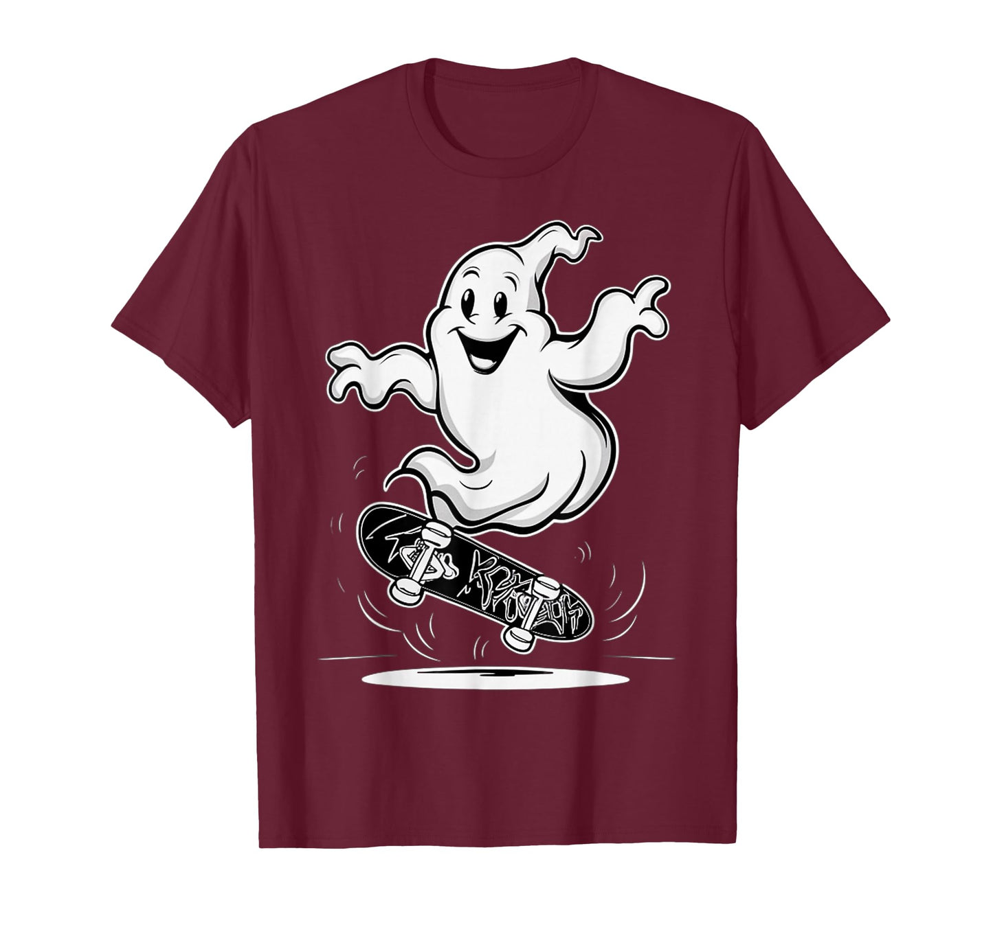 Funny Ghost On Skateboard Retro Halloween Costume Kids Boys T-Shirt
