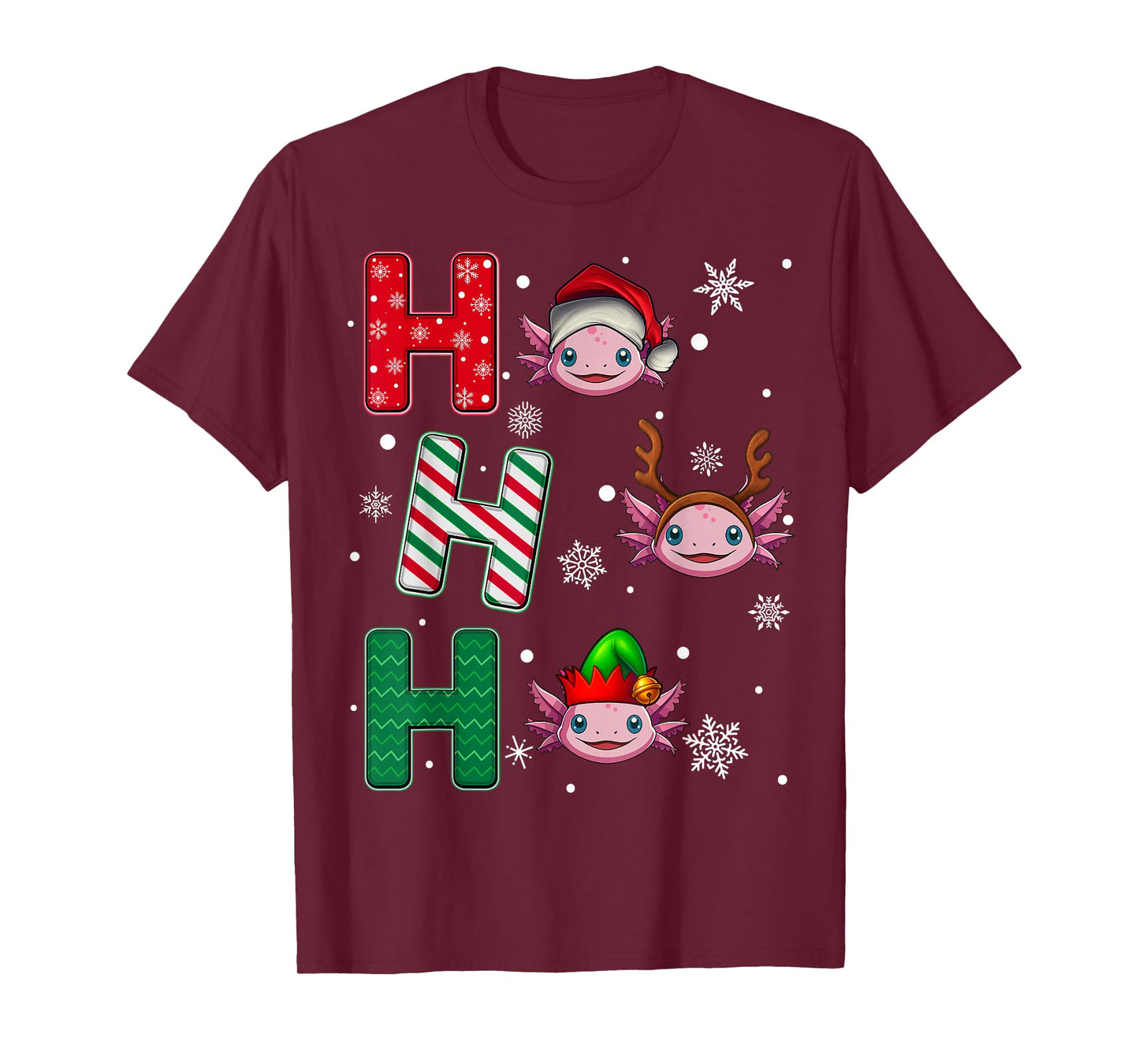 Ho Ho Ho Axolotl Animal Matching Santa Elf Xmas T-Shirt