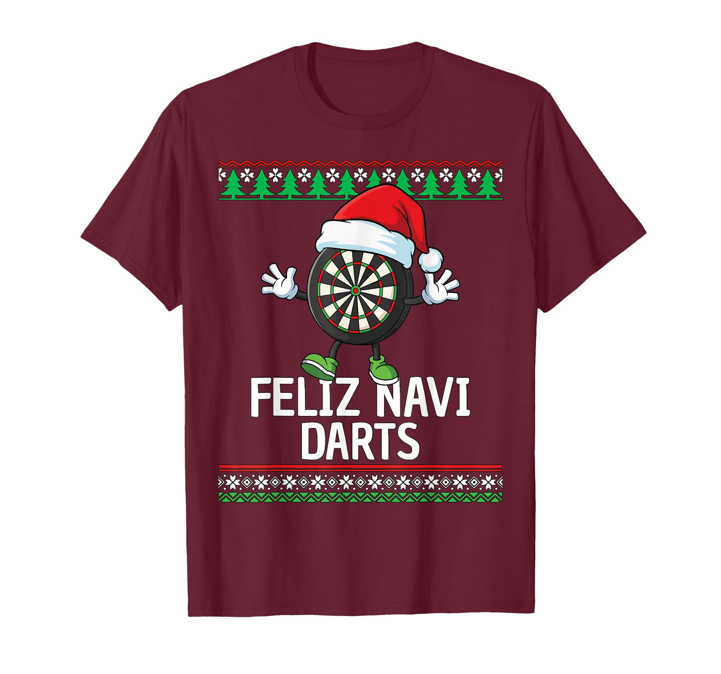 Feliz Navi Darts Dartboard Christmas Funny Ugly Christmas T-Shirt