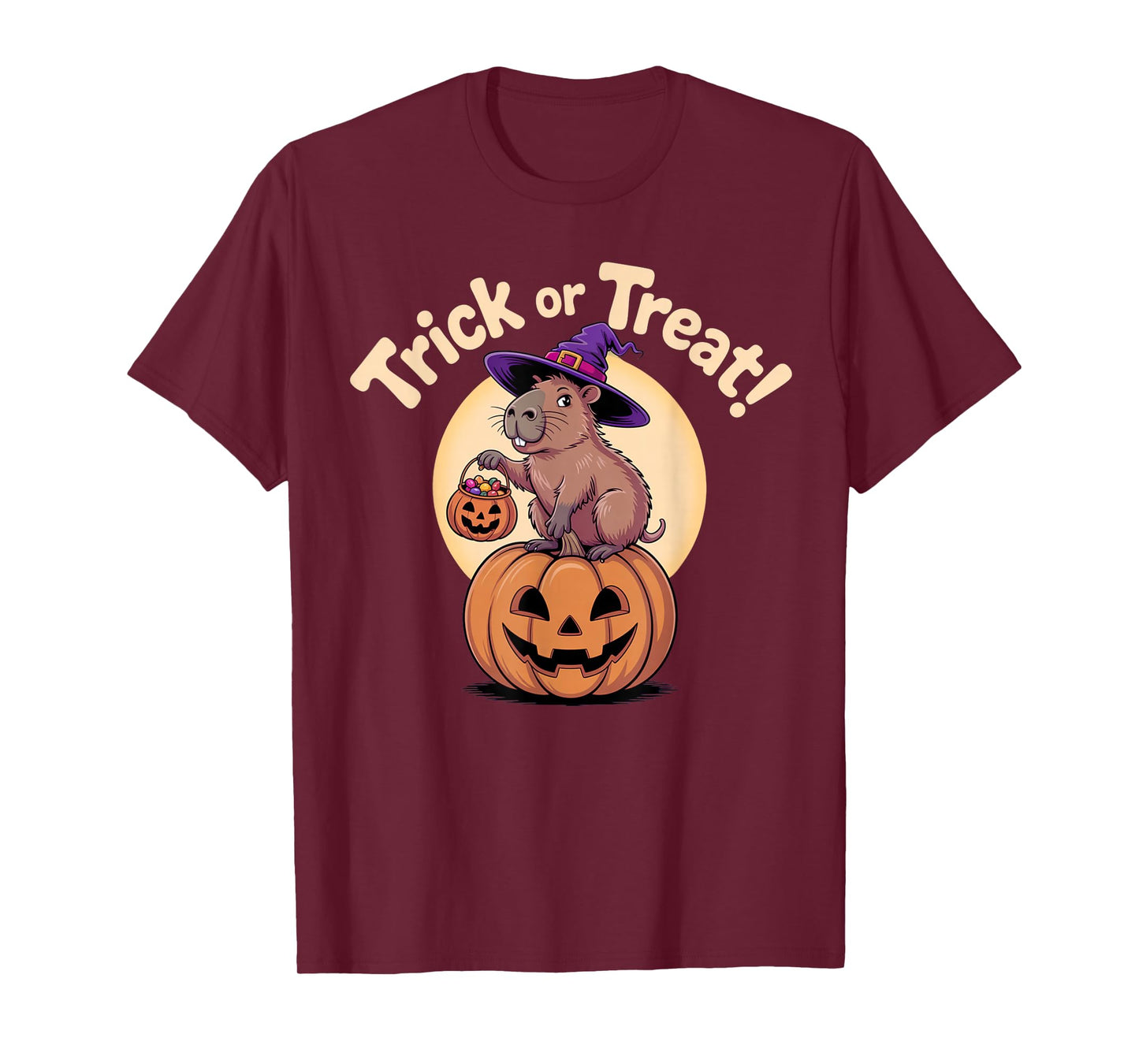 Funny Capybara Trick or Treat Halloween Pumpkin T-Shirt