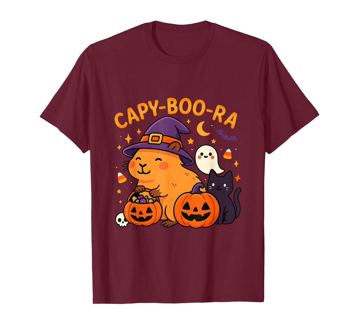 Capy-Boo-ra Cute Halloween Capybara Ghost Pun Design T-Shirt