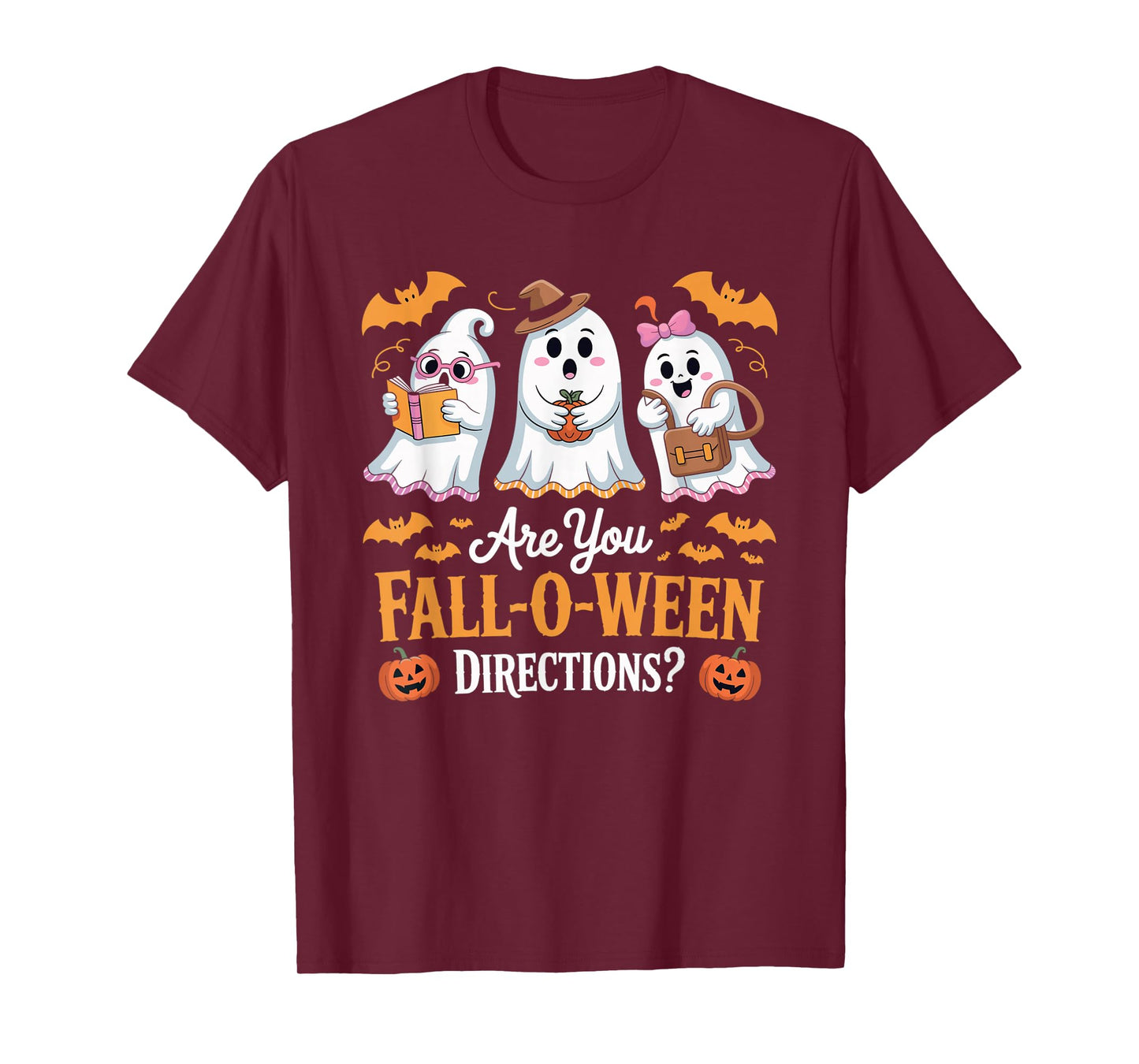 Fall-O-Ween Directions Funny Halloween Teacher Ghost Joke T-Shirt