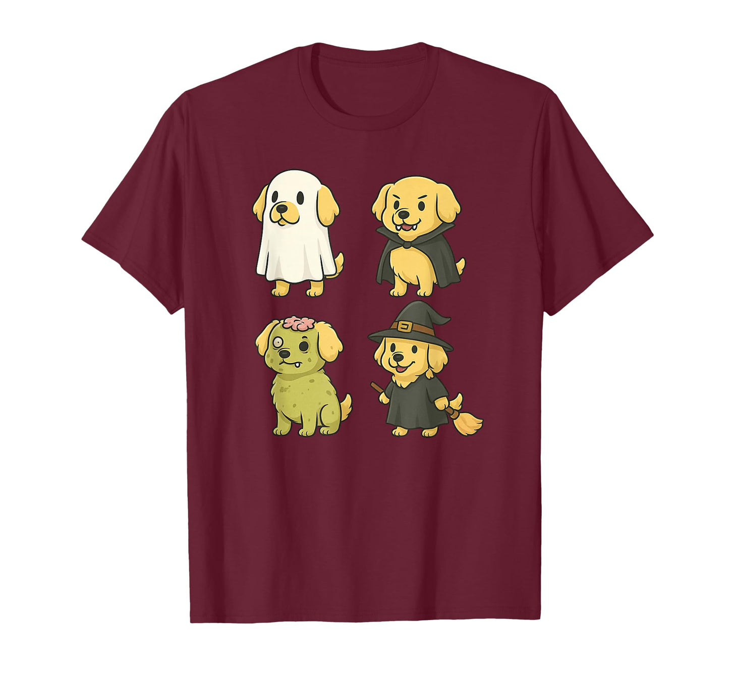 Golden Retriever Halloween Ghost Witch Vampire Zombie T-Shirt