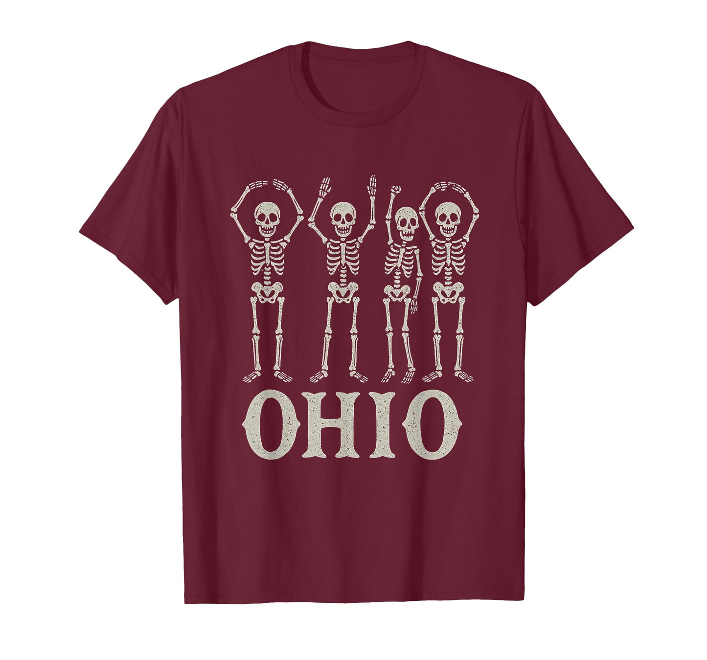 Funny O-H-I-O State Skeleton Ohio Halloween Vintage Vibe Fun T-Shirt