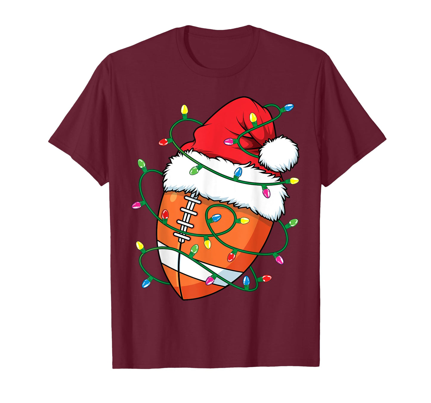 Santa Sports Design for Men Boys Christmas Football Player T-Shirt