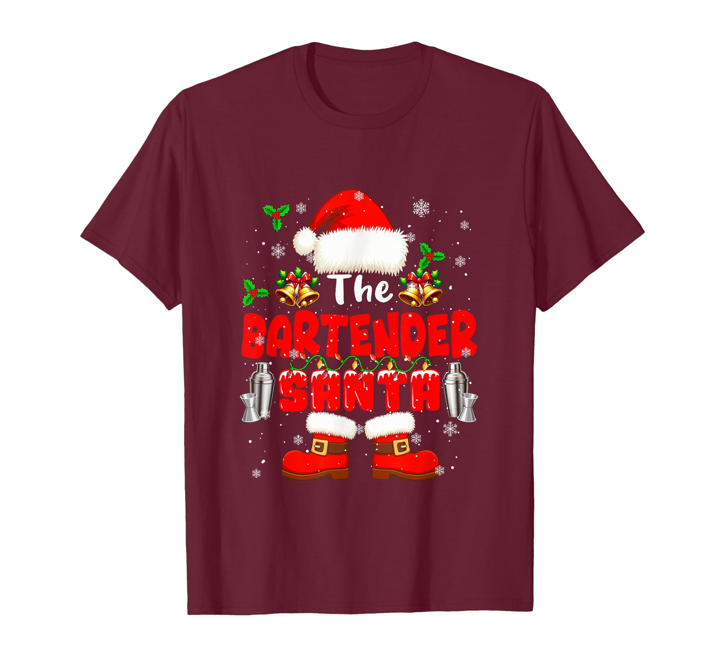 The Bartender Santa Christmas Colorful Costume Job Team T-Shirt