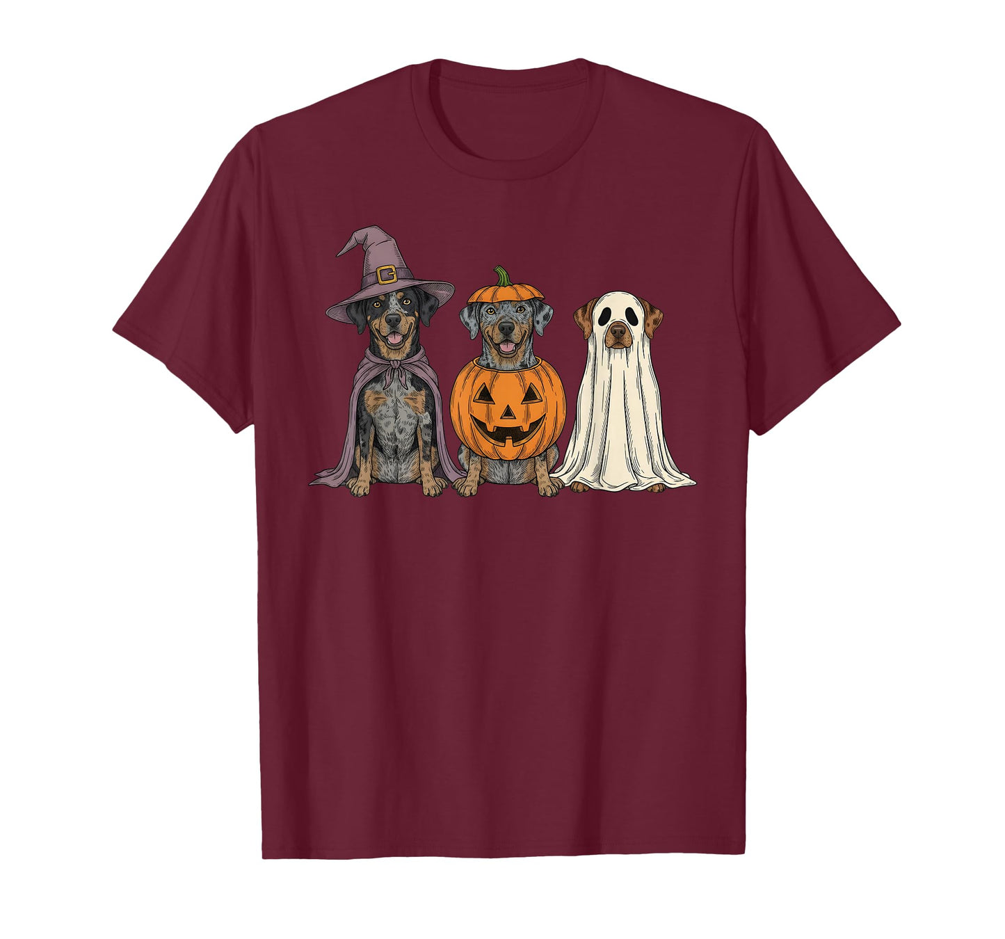 Spooky Ghost Catahoula Leopard Dog Pumpkin Halloween T-Shirt