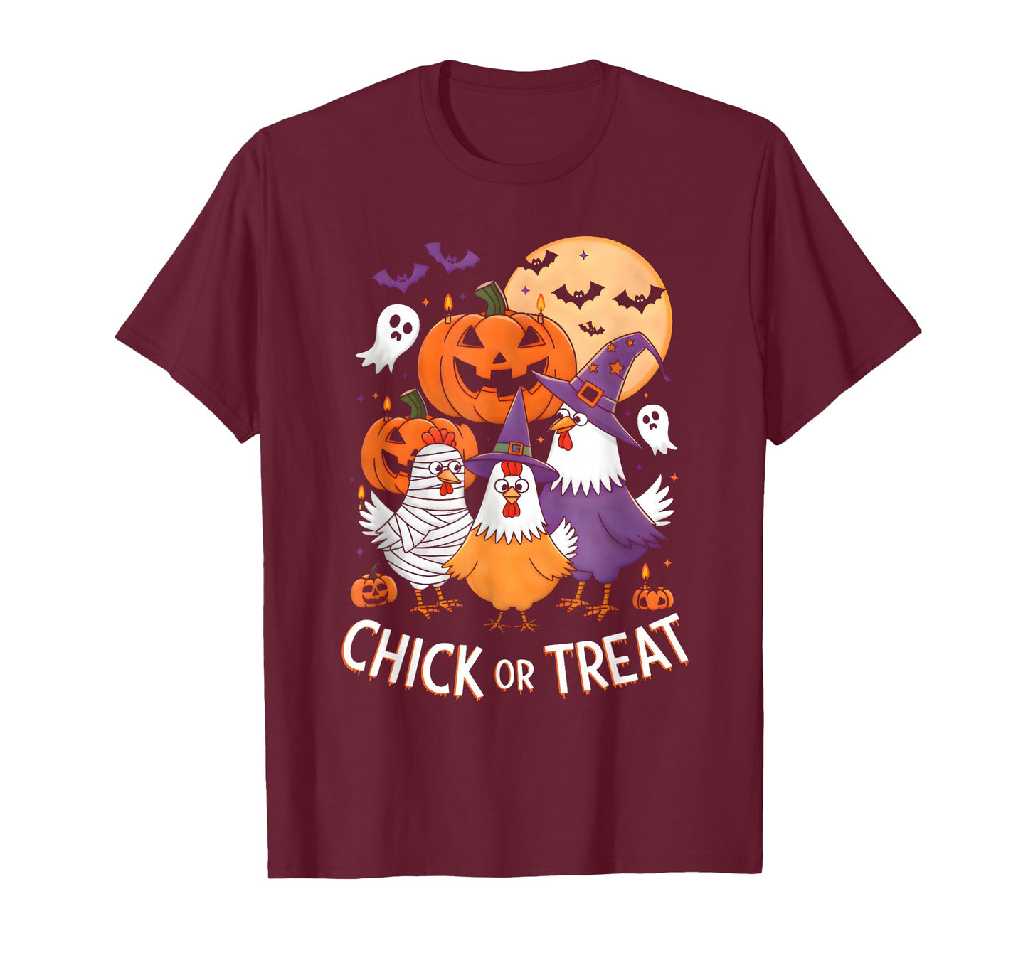 Chick Or Treat Funny Halloween Witch Spooky Cute Chicken T-Shirt