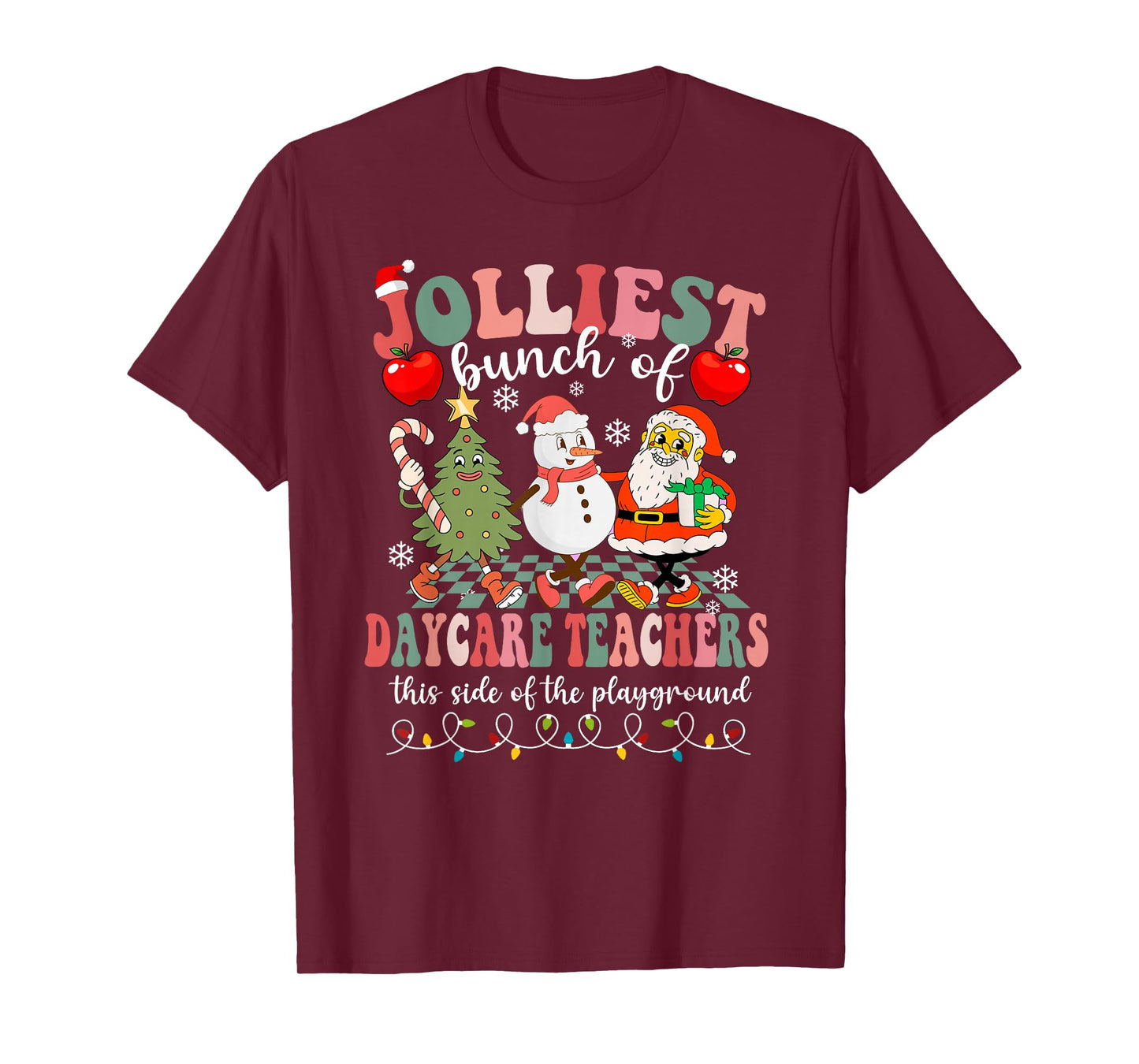 Funny Christmas Xmas Jolliest Bunch of Daycare Teachers T-Shirt