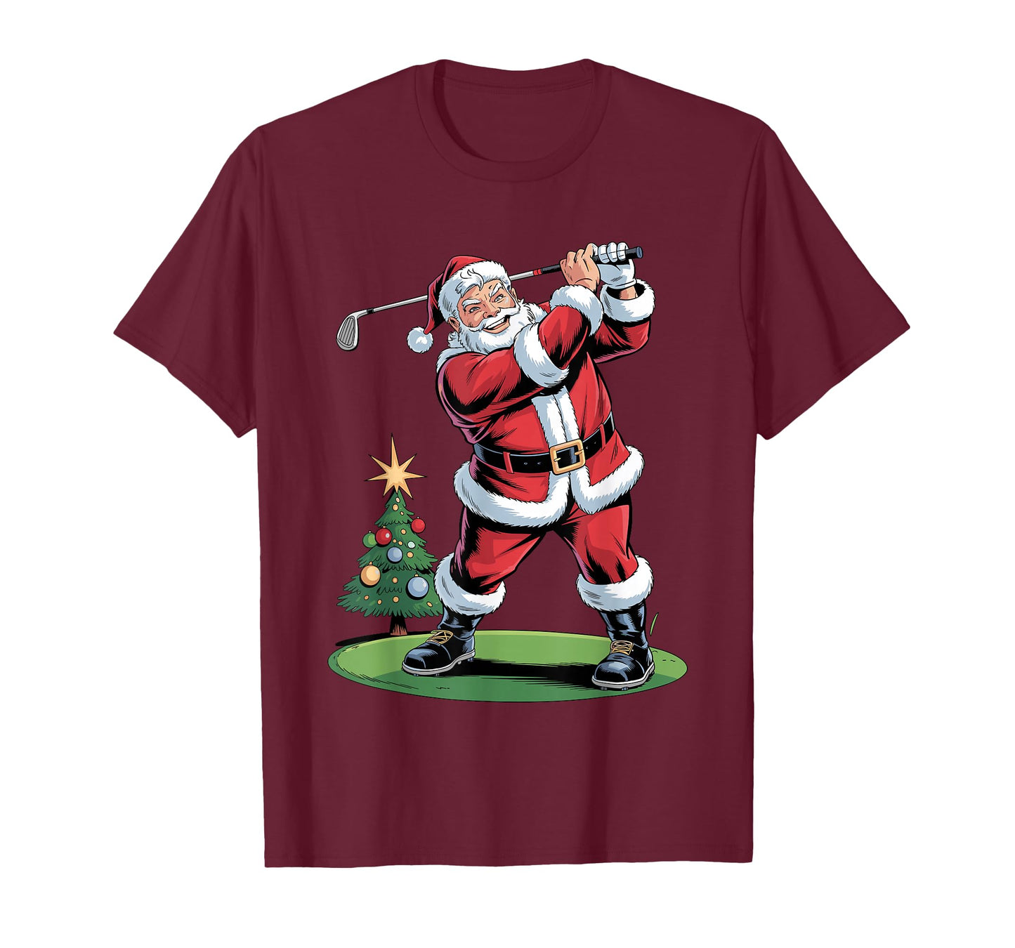 Santa Playing Golf Funny Holiday Christmas Xmas Pajama T-Shirt