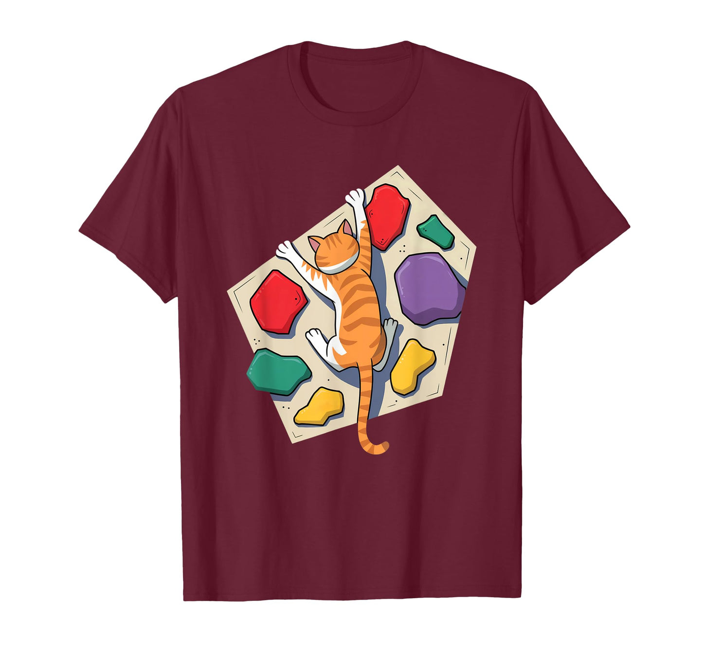 Funny Bouldering Cat – Rock Climbing & Cat Lover Design Men Women Kids T-Shirt