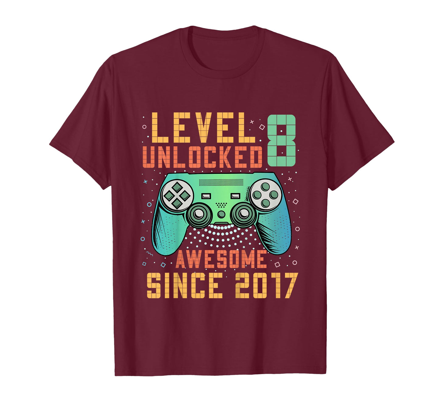 Kids Level 8 Unlocked 8th Birthday 8 Year Old Boy Gifts Gaming T-Shirt