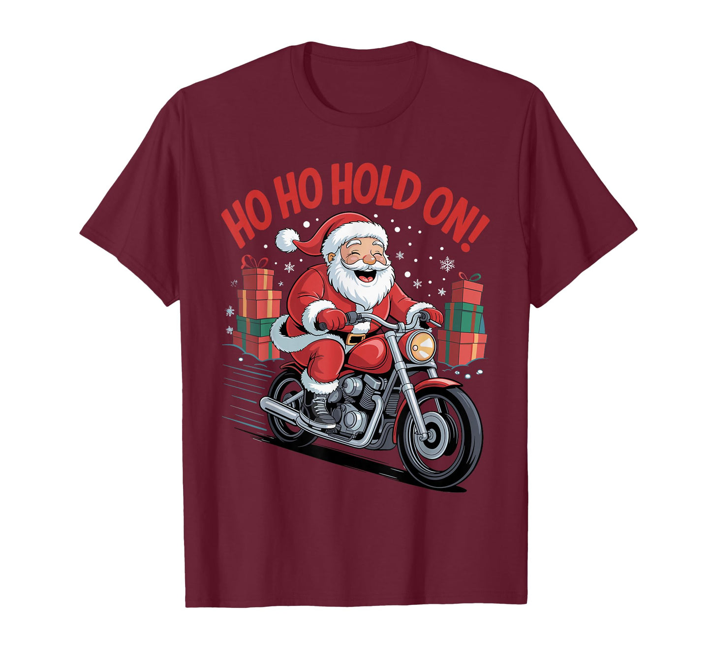 Funny Santa Riding Motorcycle Holiday Christmas Xmas Pajama T-Shirt