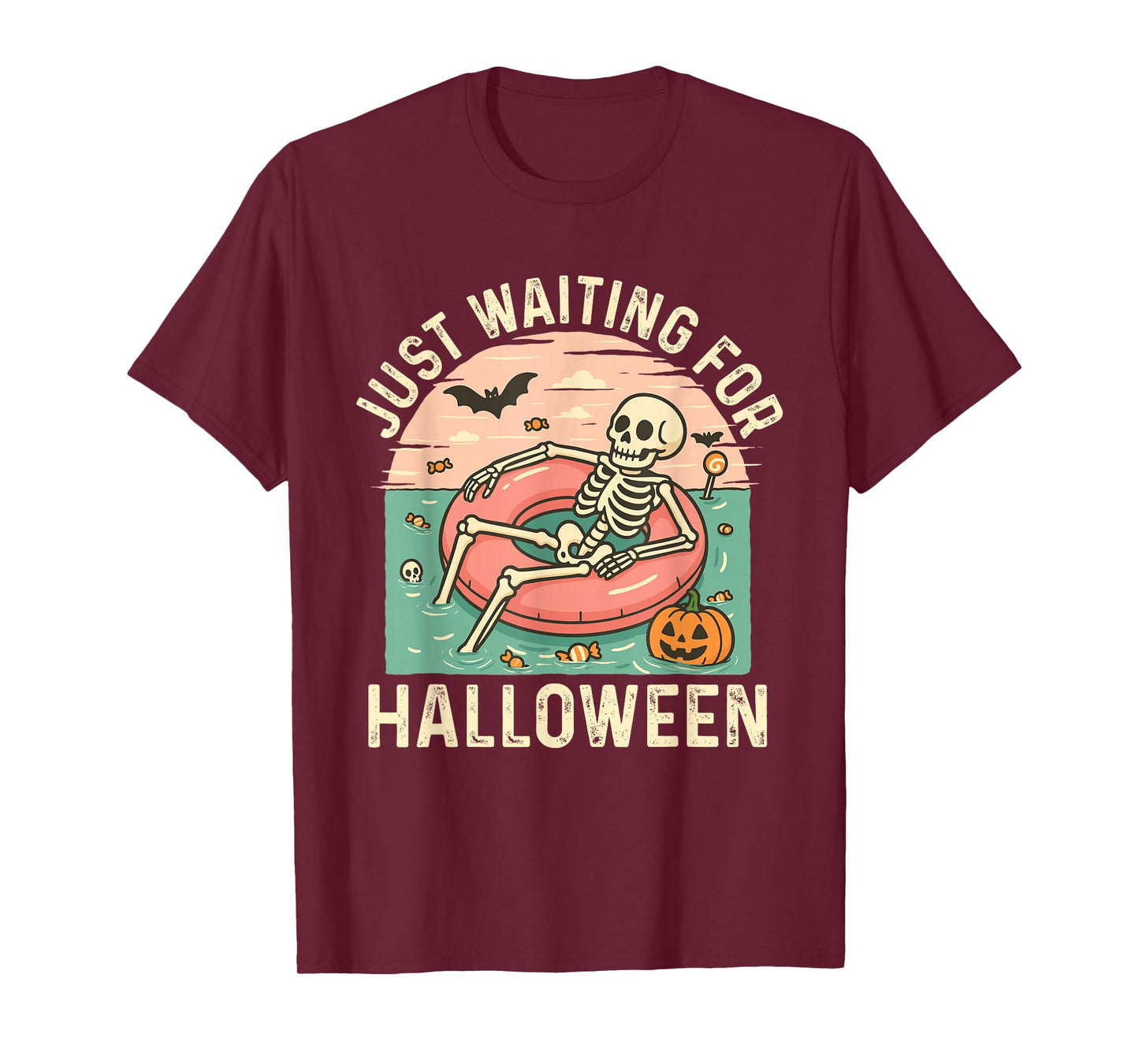 Just Waiting for Halloween - Spooky Summerween Skeleton T-Shirt