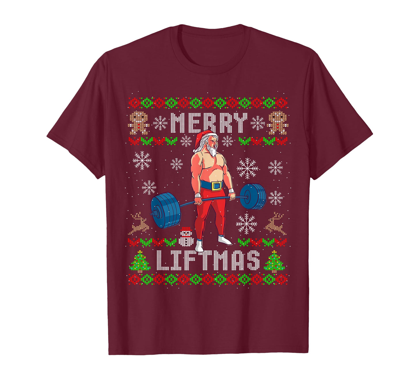 Funny Merry Liftmas Ugly Christmas Workout Powerlifting T-Shirt