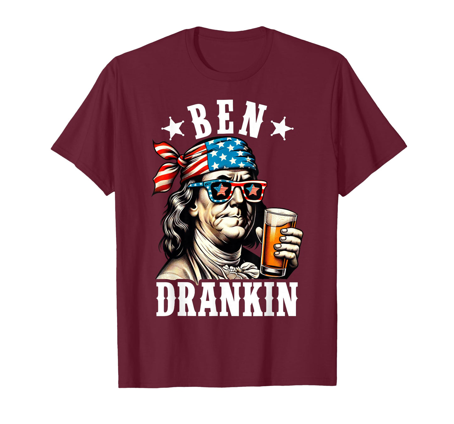 Ben Drankin Benjamin Franklin Men Women 4th of July USA Flag T-Shirt
