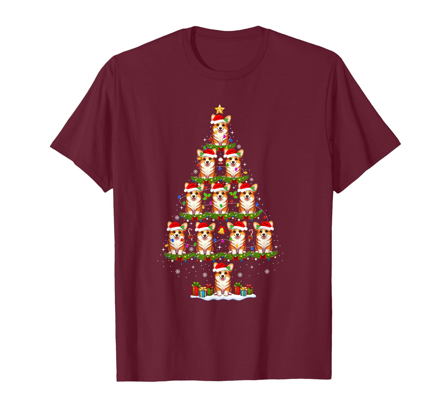 Corgi Dog Christmas Tree Merry Corgimas Funny Xmas Dog Lover T-Shirt