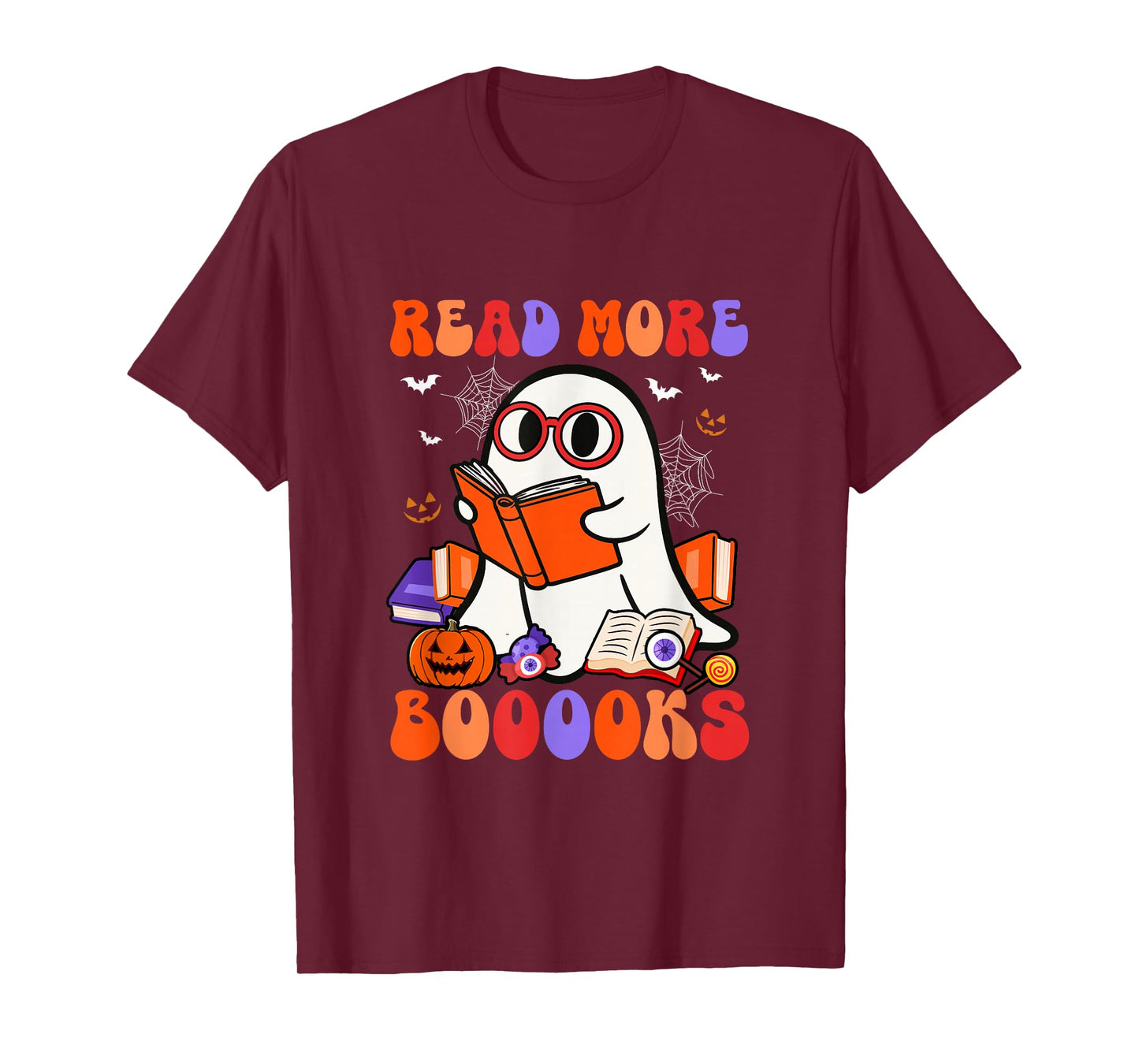 Read More Booooks Halloween Boo Colorful Costume Librarian T-Shirt