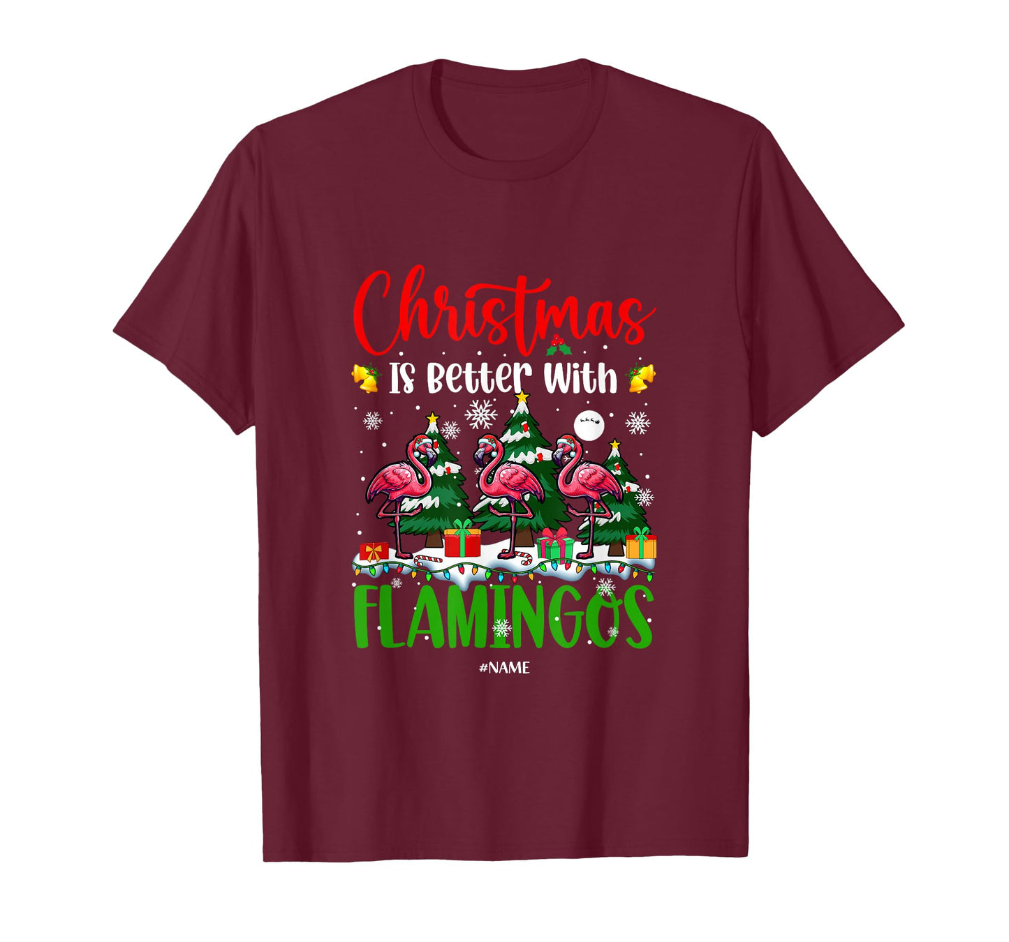 Xmas is Better Funny Joke Flamingos Lover Christmas Tree T-Shirt
