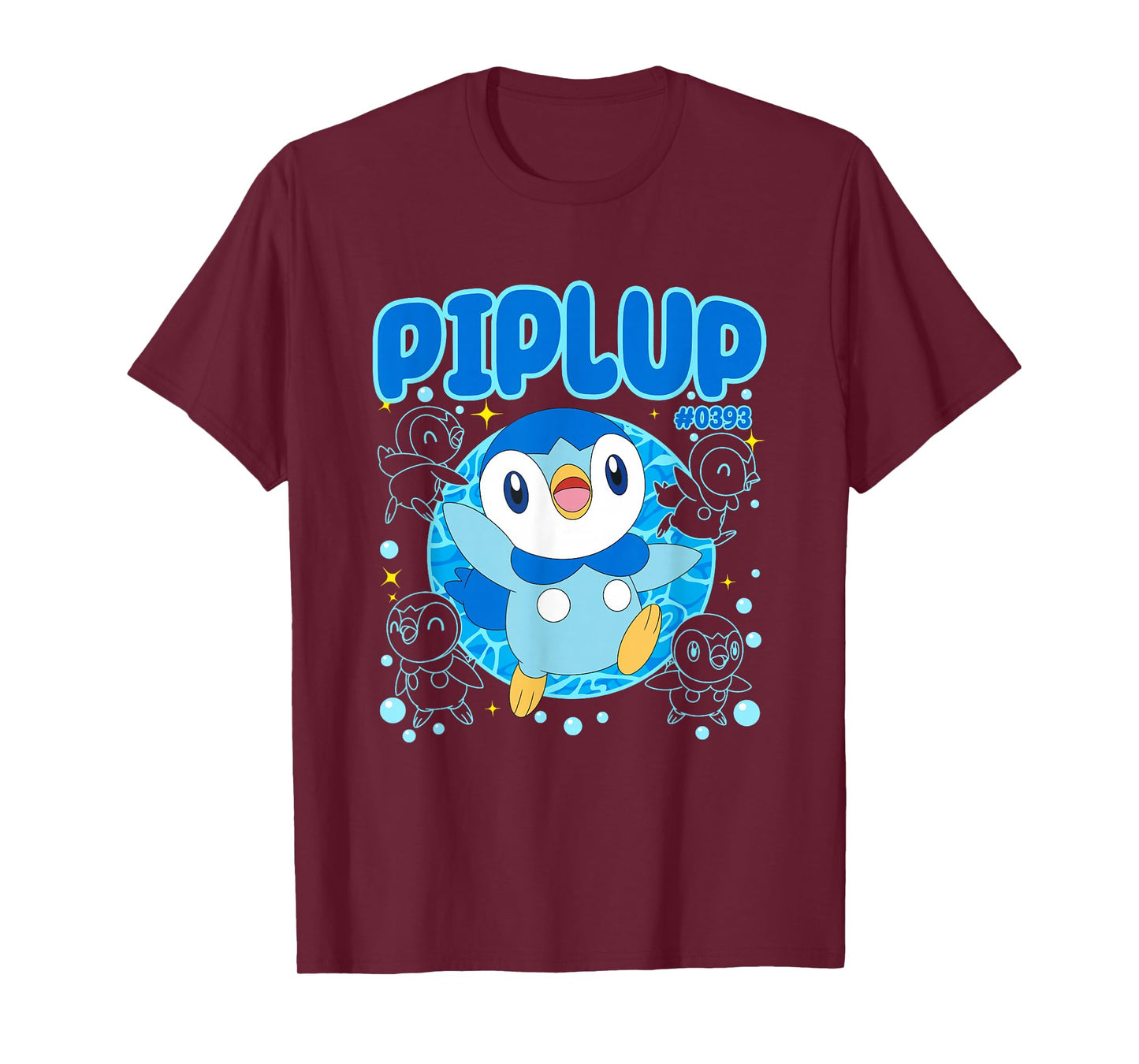 Pokémon Cute Happy Piplup #0393 Collage Big Chest Poster T-Shirt