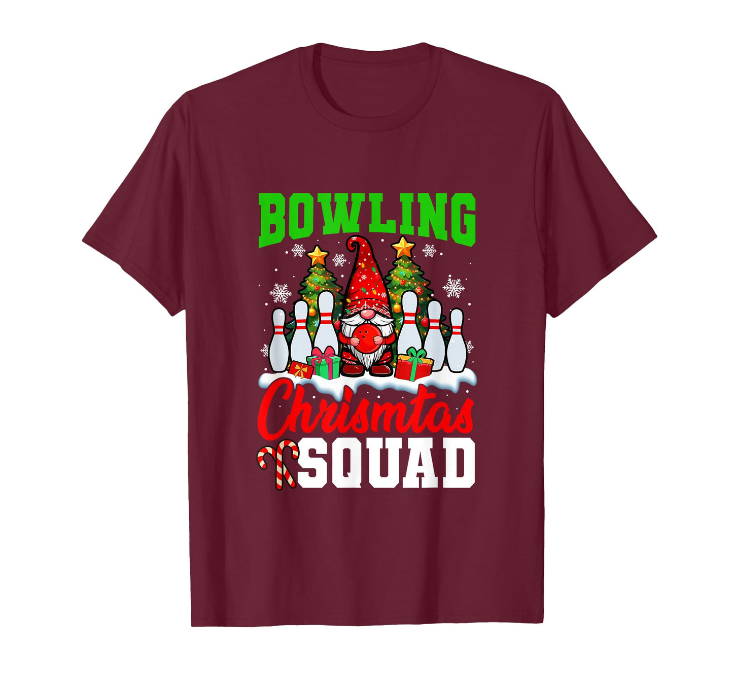 Bowling Christmas Squad Player Costume Gnome Lover Kids T-Shirt