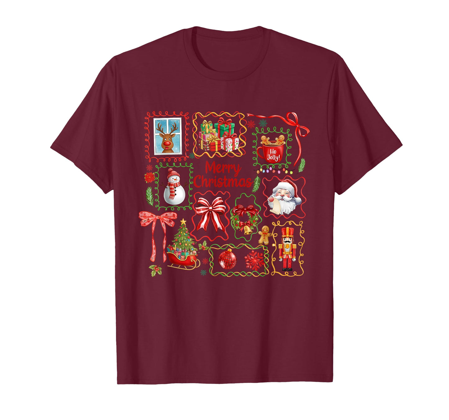 Coquette Merry Christmas, Christmas Girly, Retro Xmas Bow T-Shirt