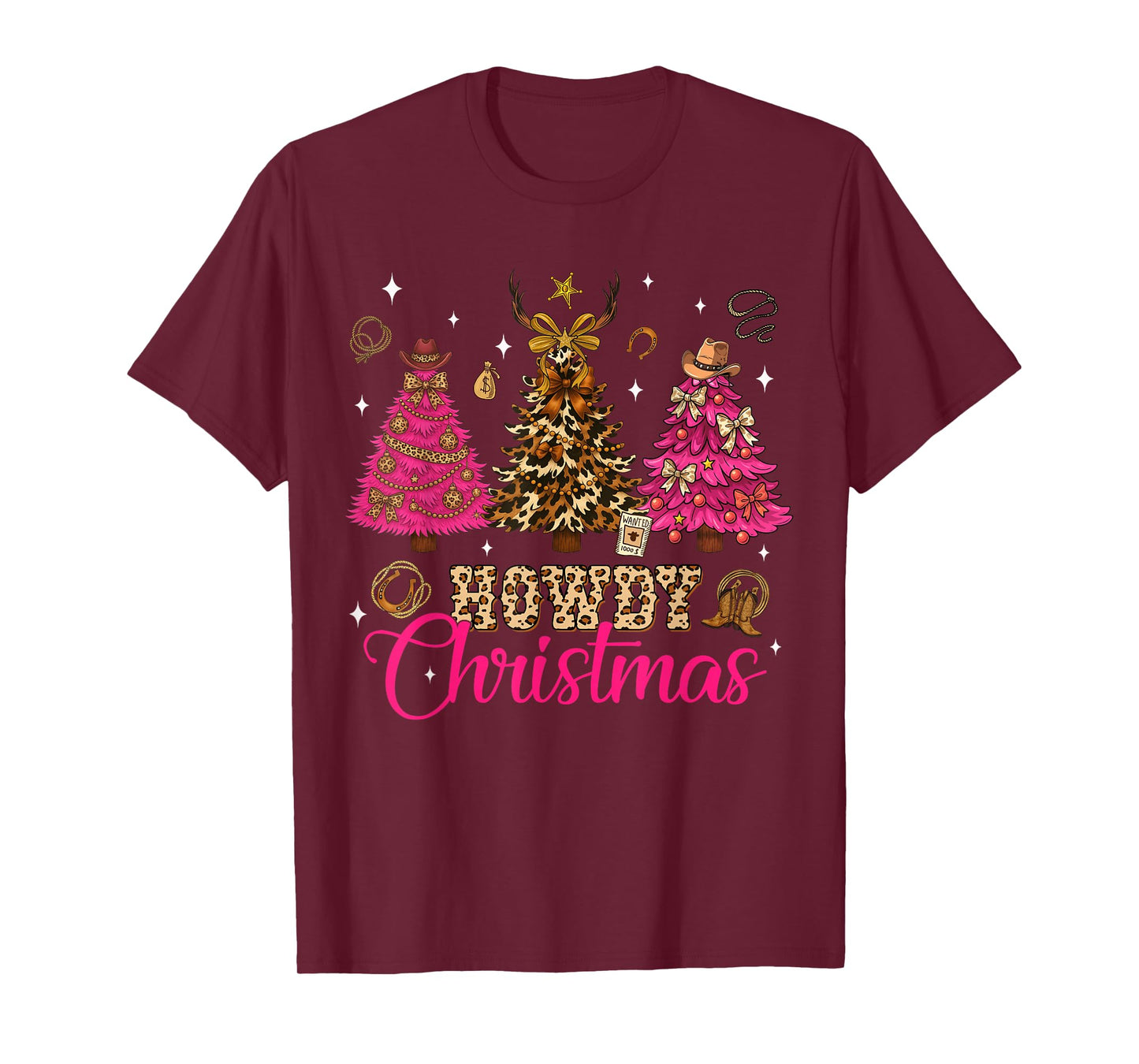 Howdy Christmas Tree Coquette Bow Western Xmas Pjs Cowgirl T-Shirt