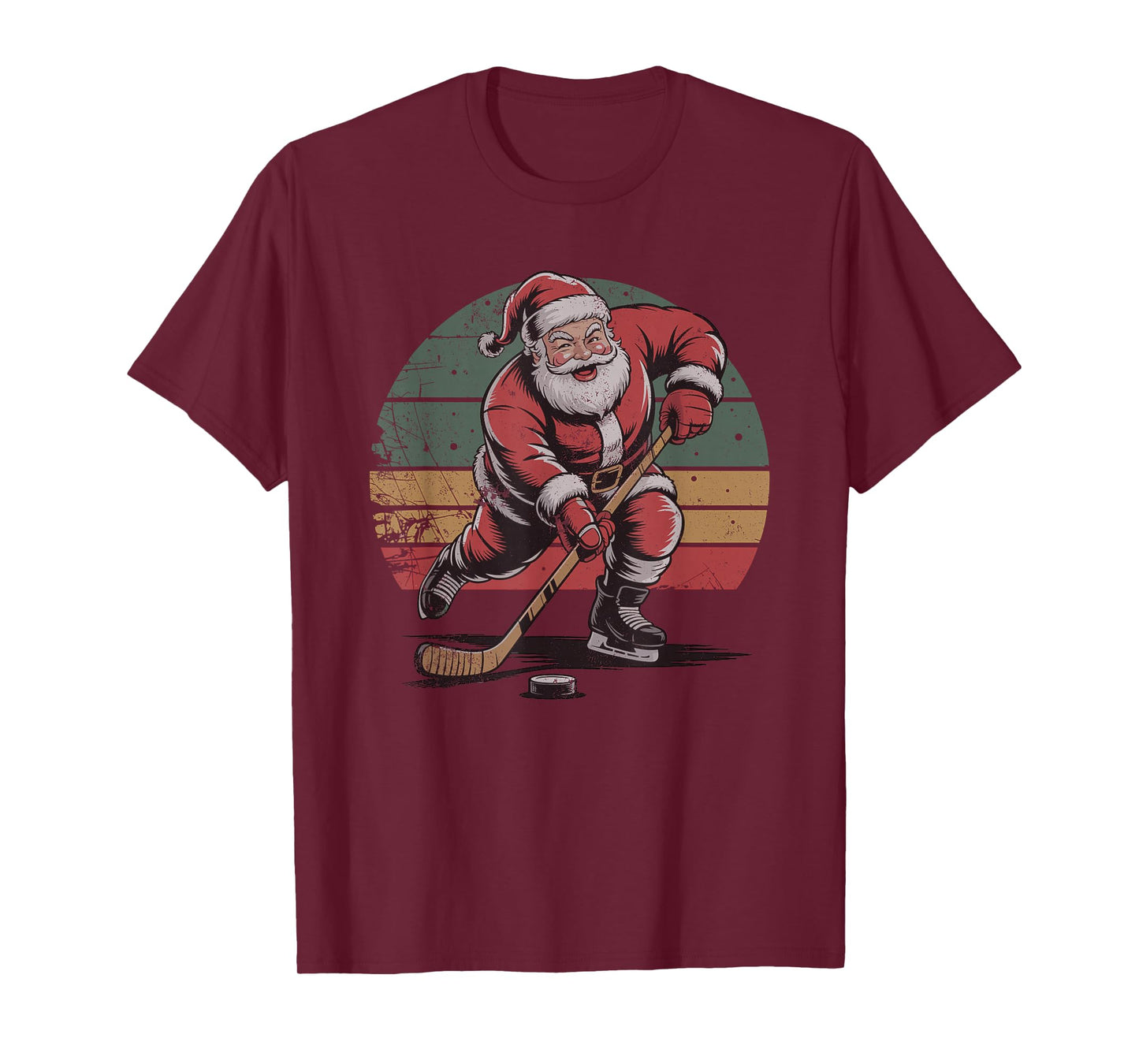 Santa Playing Hockey Retro Vintage 90s Christmas Holiday T-Shirt