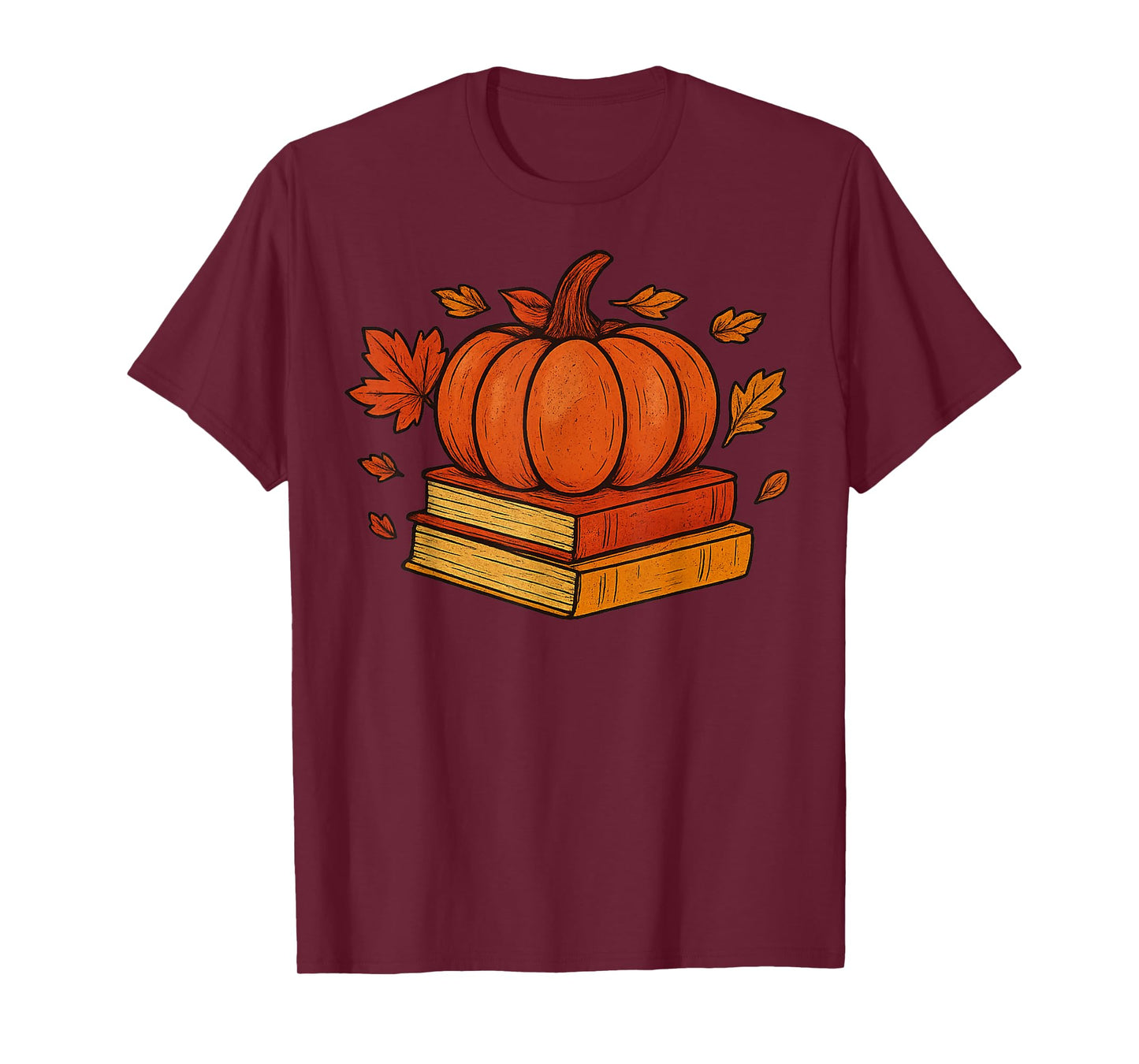Halloween Fall Pumpkin Teacher Retro Book Lover Reading Tee T-Shirt