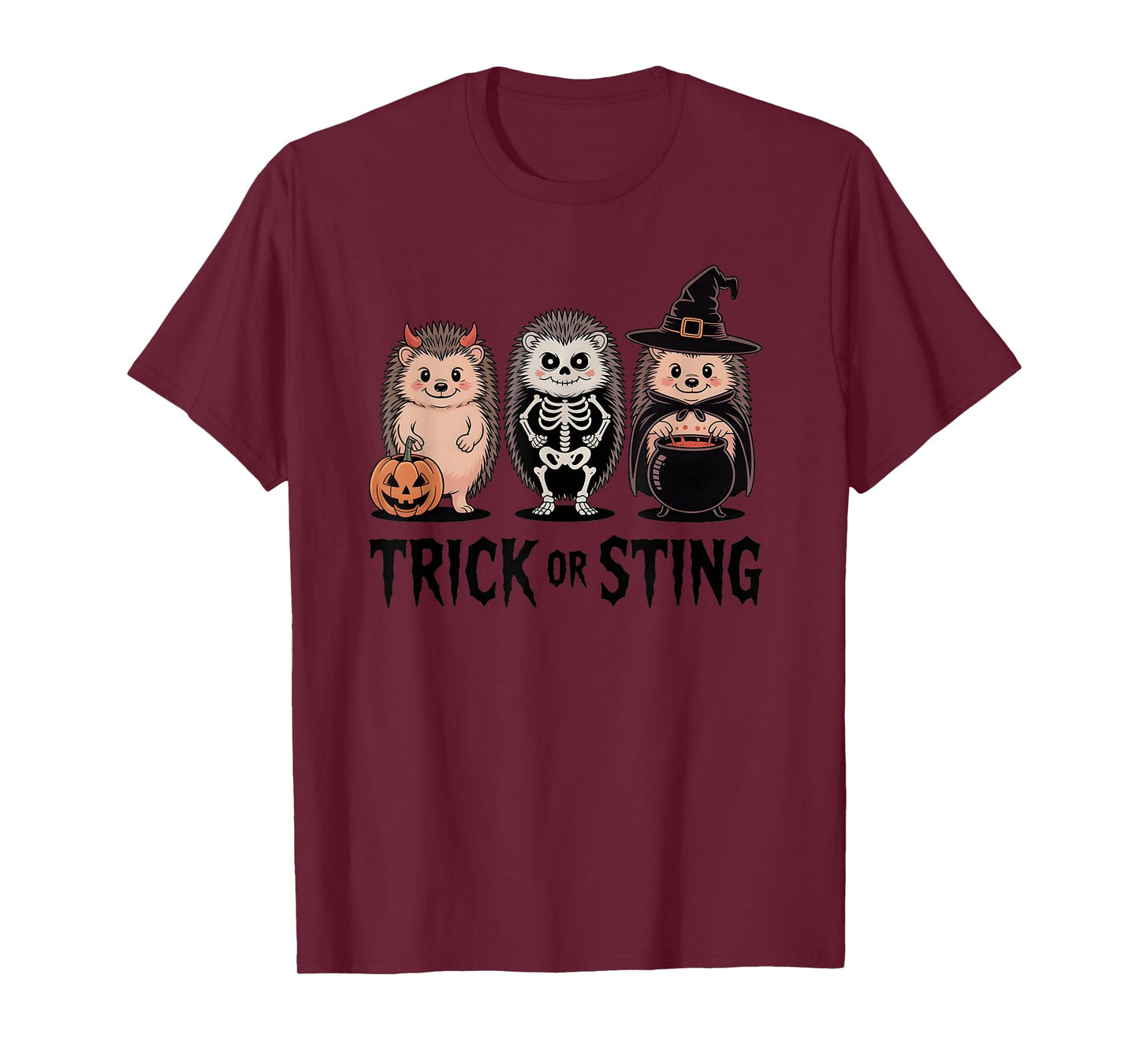 Vintage Halloween Hedgehogs Trick or Sting Spooky T-Shirt