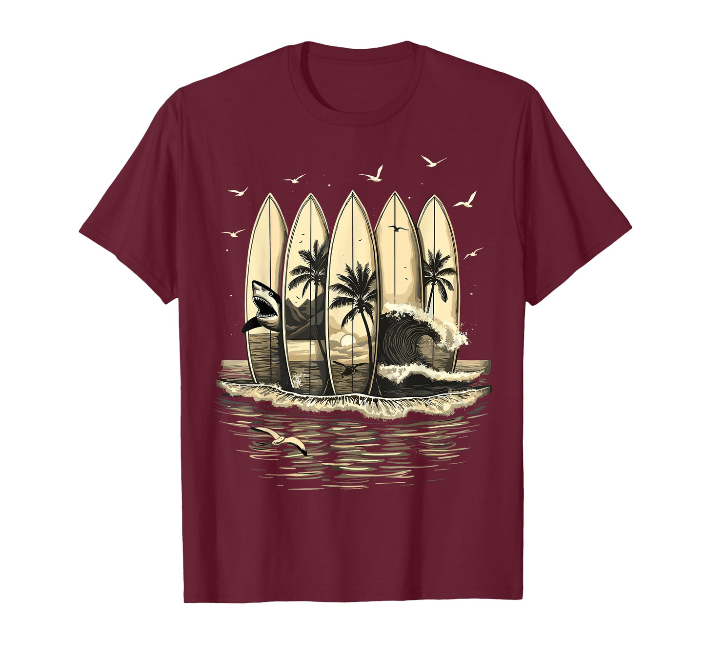 Surfing Tropical Surfboards Vintage Surfer T-Shirt