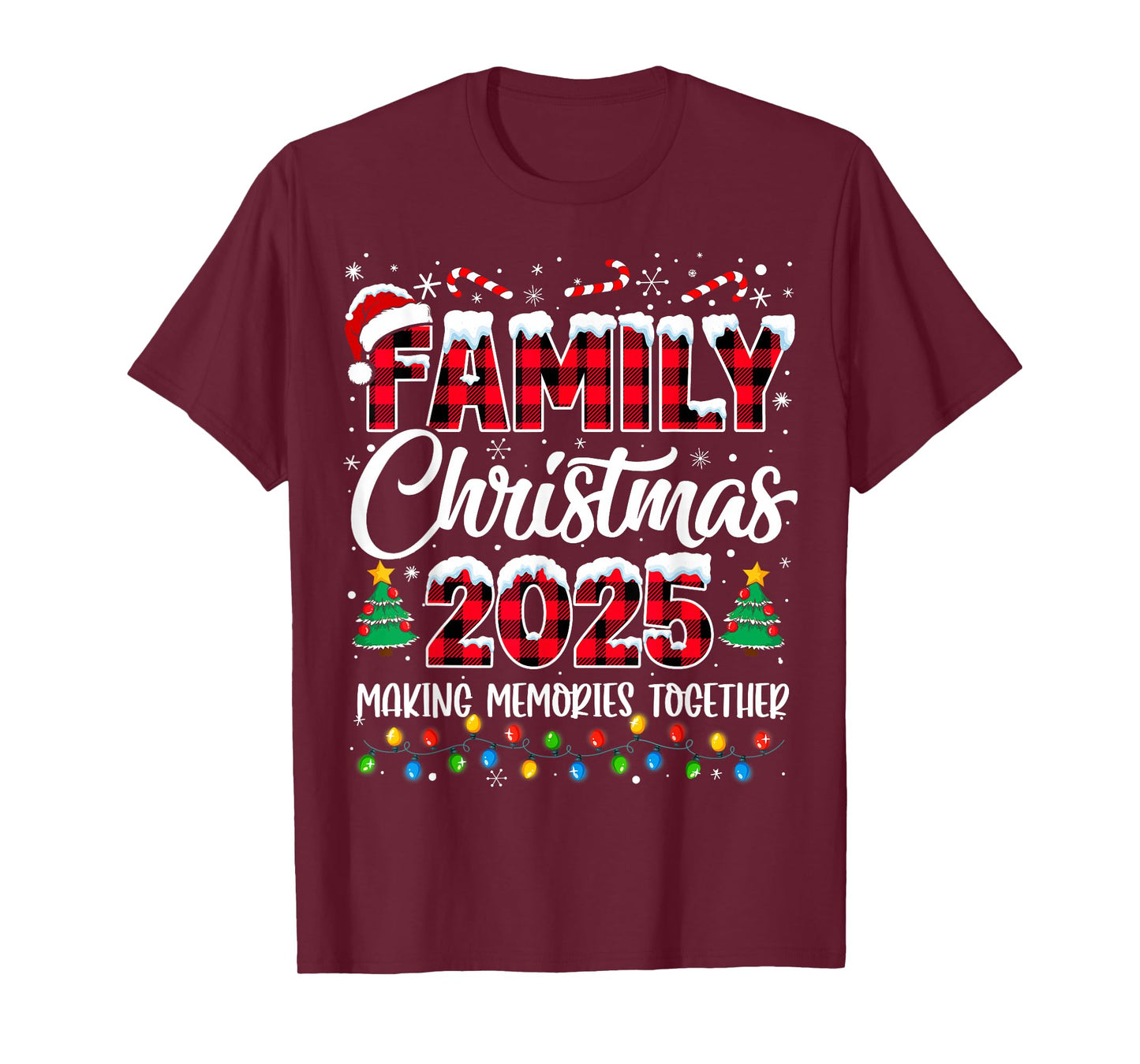 Family Christmas 2025 Matching Squad Santa Red Plaid Xmas T-Shirt