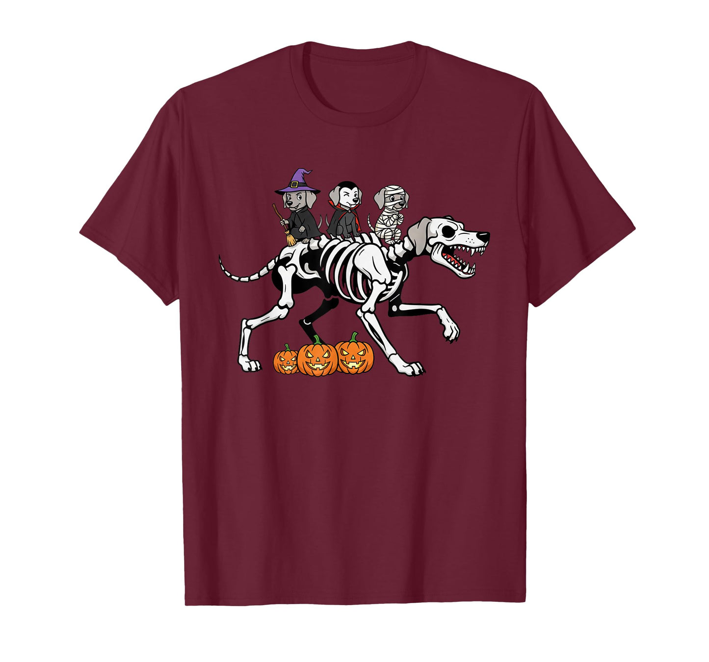Weimaraner Skeleton Mummy Witch Halloween Kids Mens Womens T-Shirt