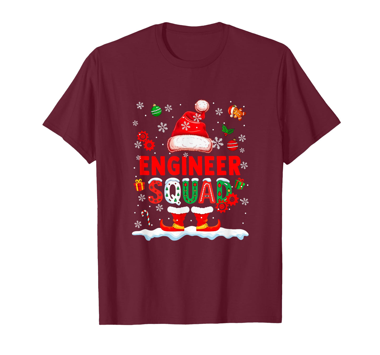 Engineer Squad Men Job Christmas Santa Costume Bow Tie T-Shirt