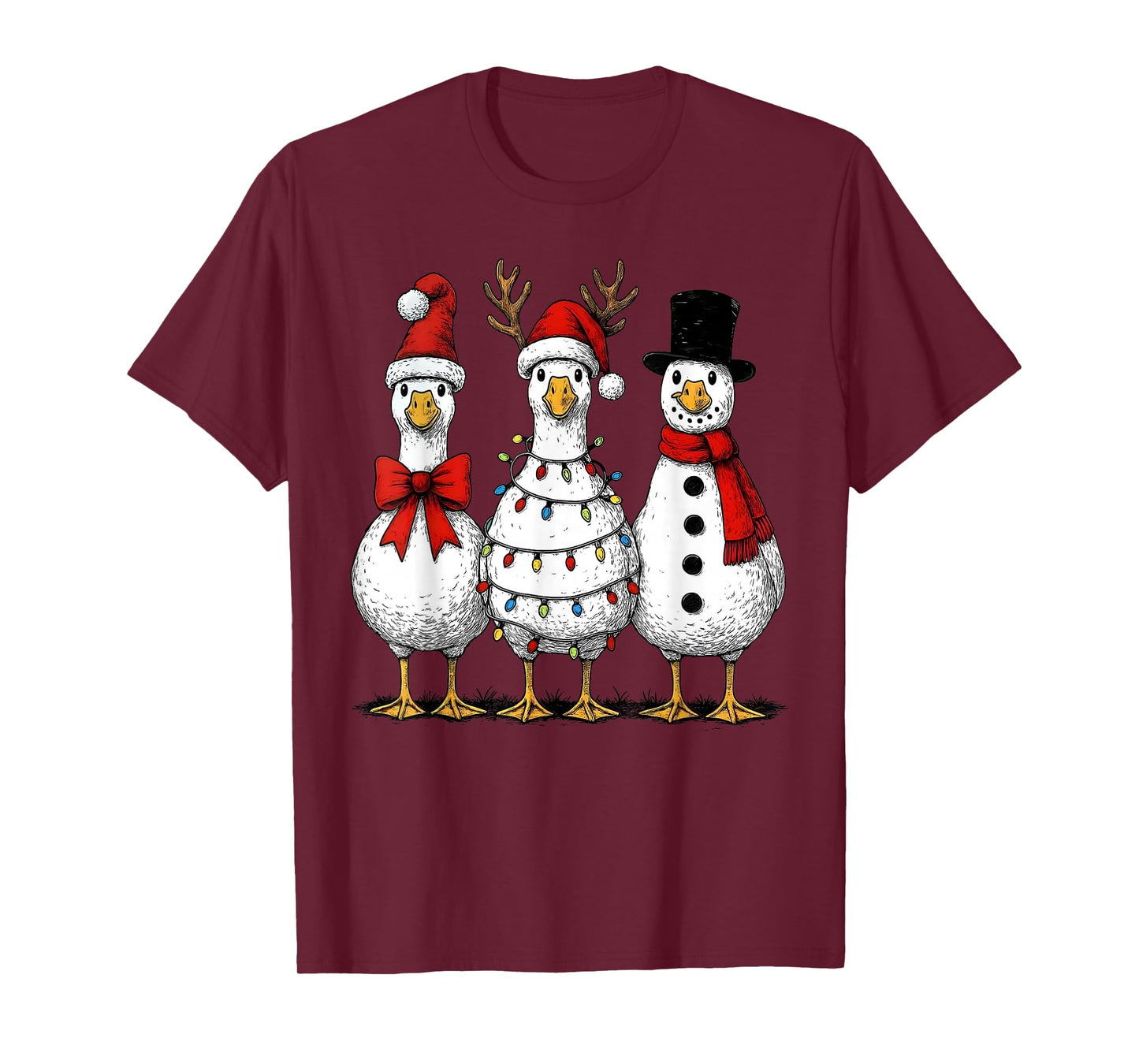 Funny Christmas Goose Shirt Santa Reindeer Snowman Holiday T-Shirt