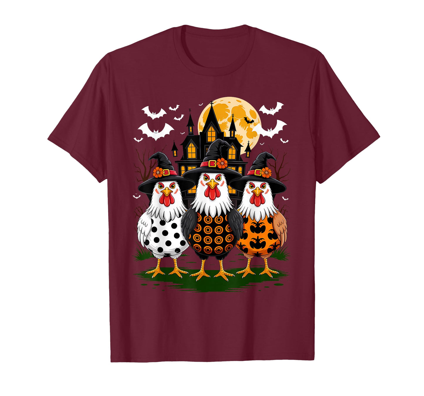 Halloween Chicken Witch Pumpkin Chick Or Treat Farmer T-Shirt
