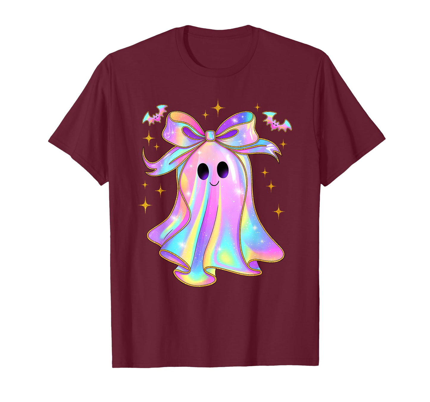 Cute Ghost Pumpkin Halloween Girly Coquette Bow Girl Women T-Shirt