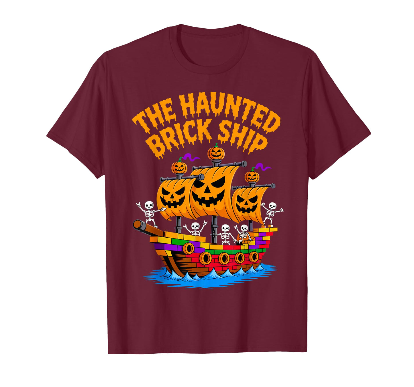 Halloween Bricks Pirate Skeleton Builder Blocks Building Toy T-Shirt