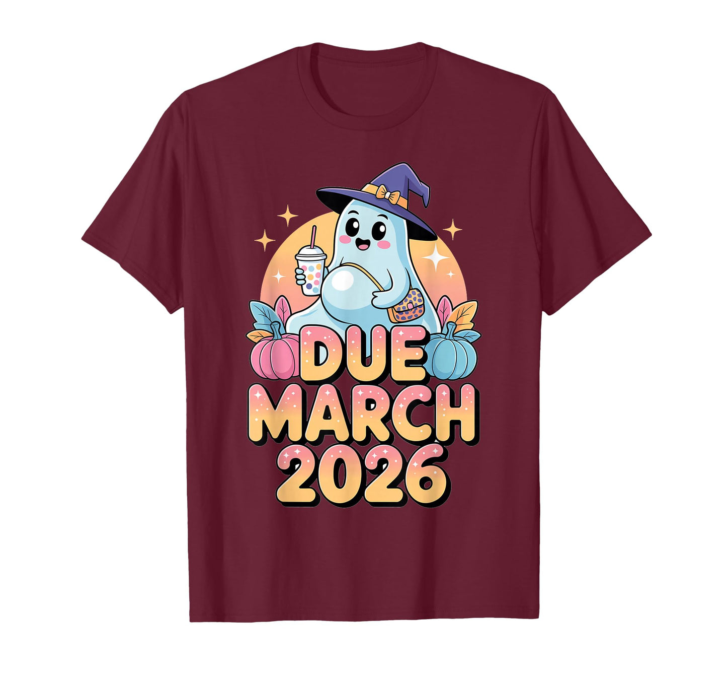 Halloween Pregnant Due March 2026 Mama Ghost Baby Mom T-Shirt