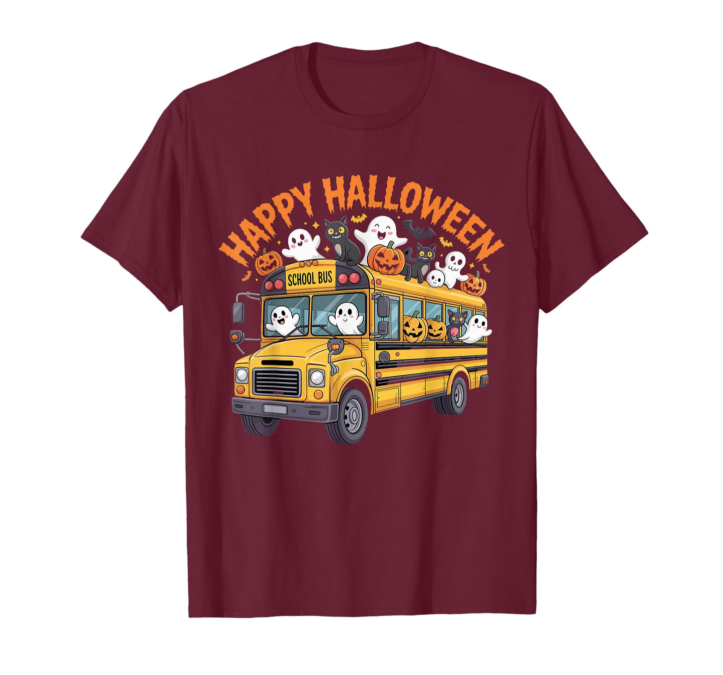 Teacher Halloween School Bus Driver Cute Ghost Witch Party T-Shirt