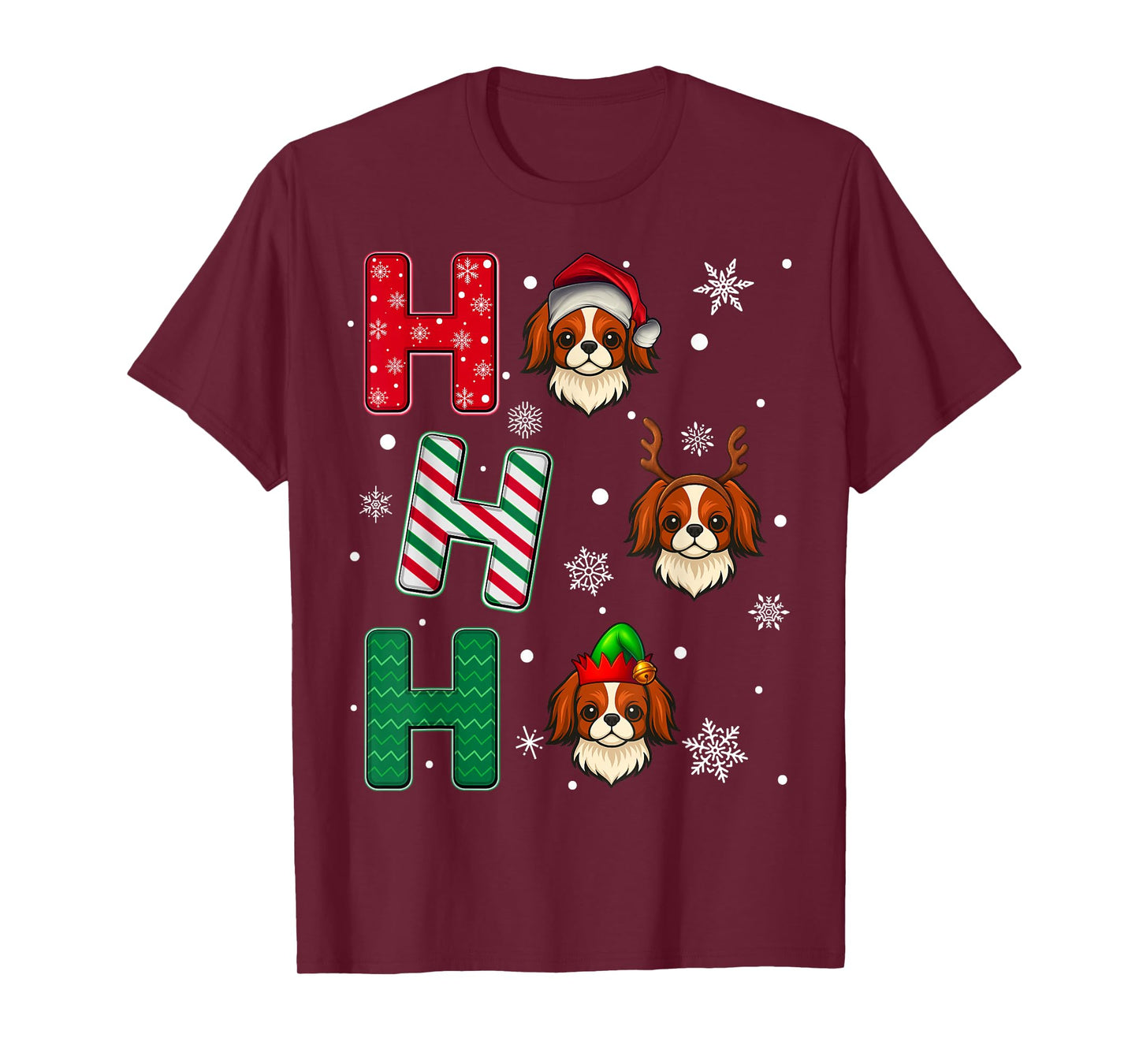 Ho Ho Ho Japanese Chin Dog Lover Christmas Santa Elf Xmas T-Shirt