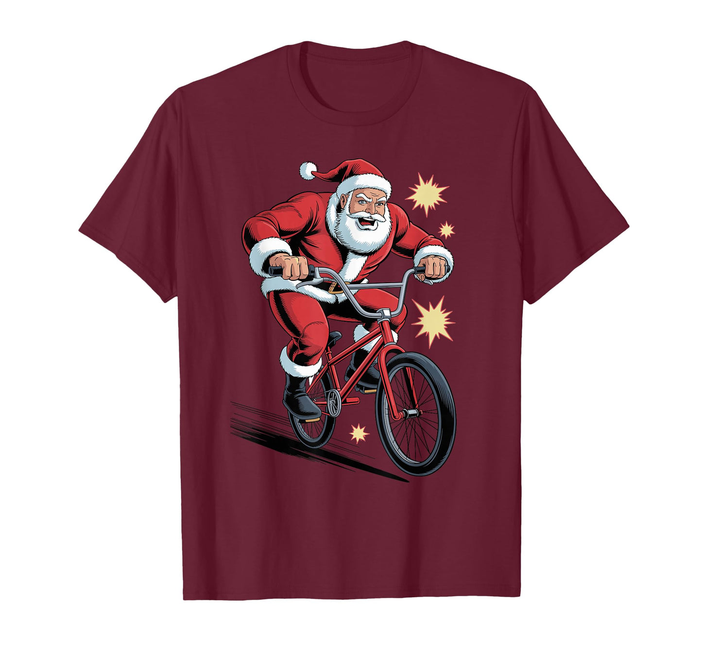 Santa Riding BMX Funny Sport Lovers Christmas Holiday Xmas T-Shirt