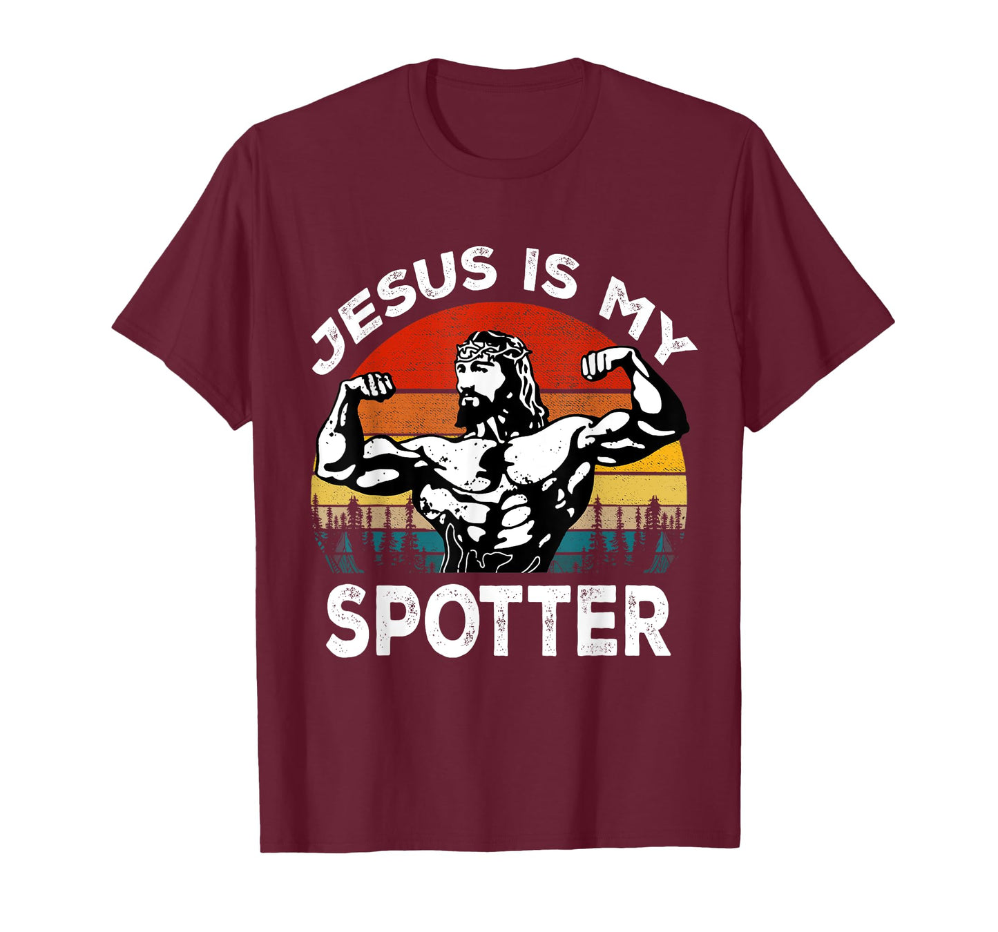 Jesus Is My Spotter Funny Workout Religious Christian Gym T-Shirt