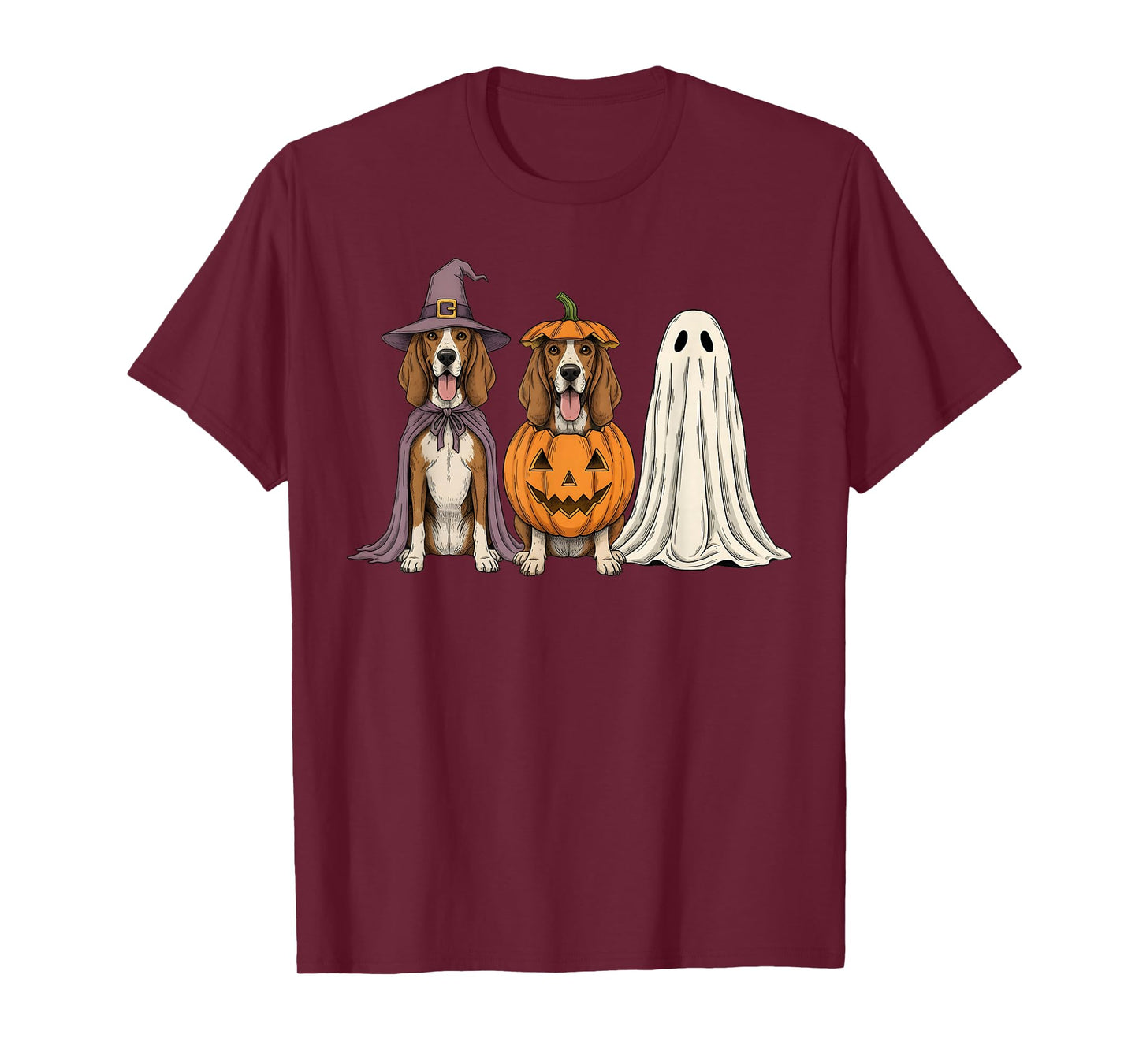 Spooky Ghost Coonhound Pumpkin Halloween Dog Lover T-Shirt