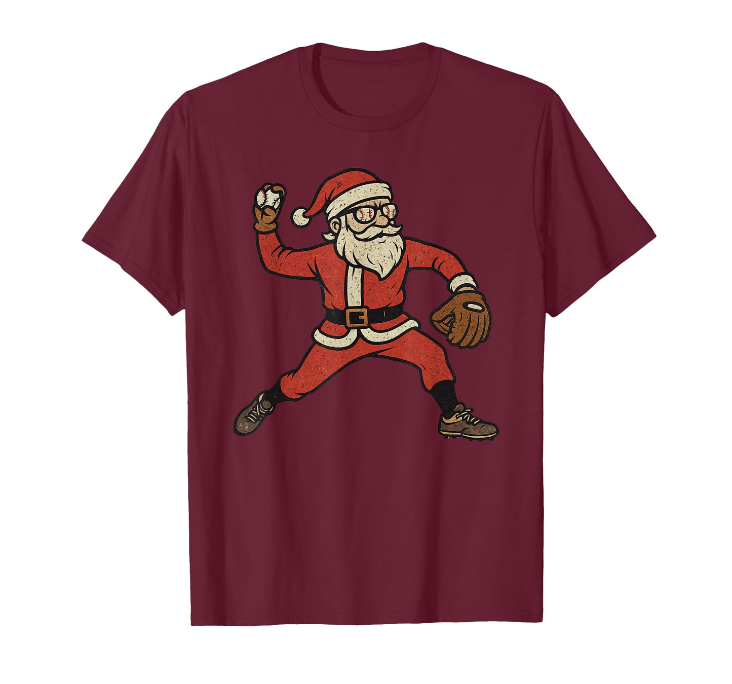 Santa Claus Playing Baseball Xmas Holiday Funny Christmas T-Shirt