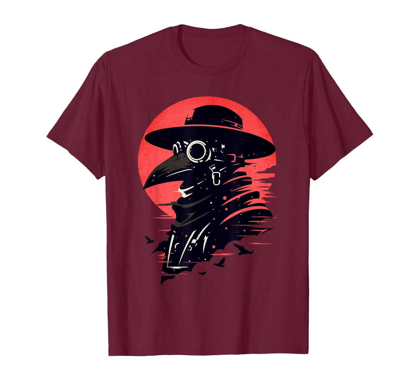 Gothic Mask Graphic Steam Punk Themed Plague Doctor Design T-Shirt