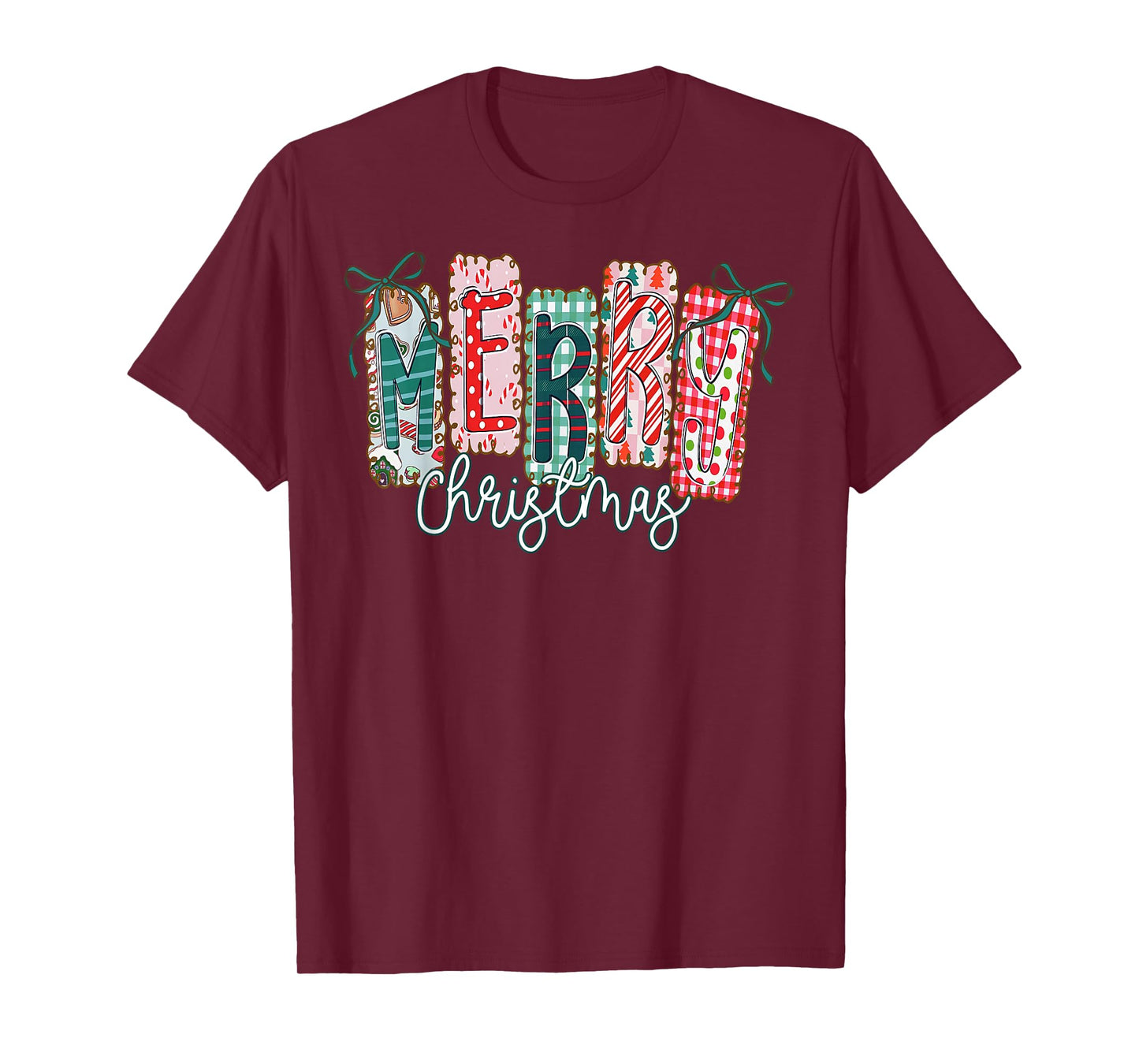 Coquette Bow Merry Christmas Preppy Xmas Pajamas Women Kids T-Shirt