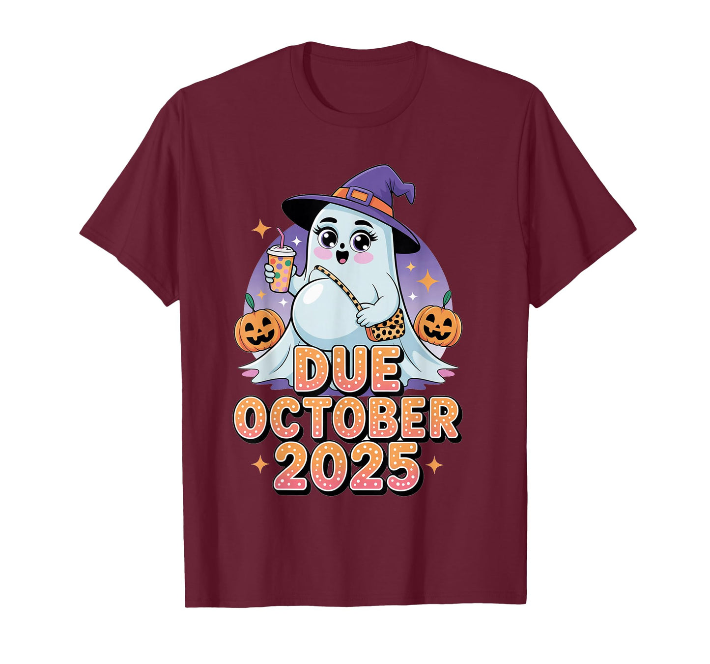 Halloween Pregnant Due October 2025 Mama Ghost Baby Mom T-Shirt