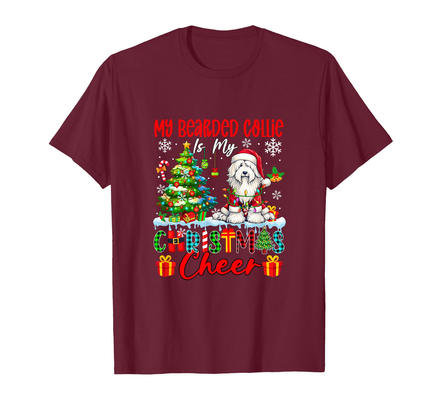 My Bearded Collie is My Xmas Cheer Funny Santa Dog Owner T-Shirt
